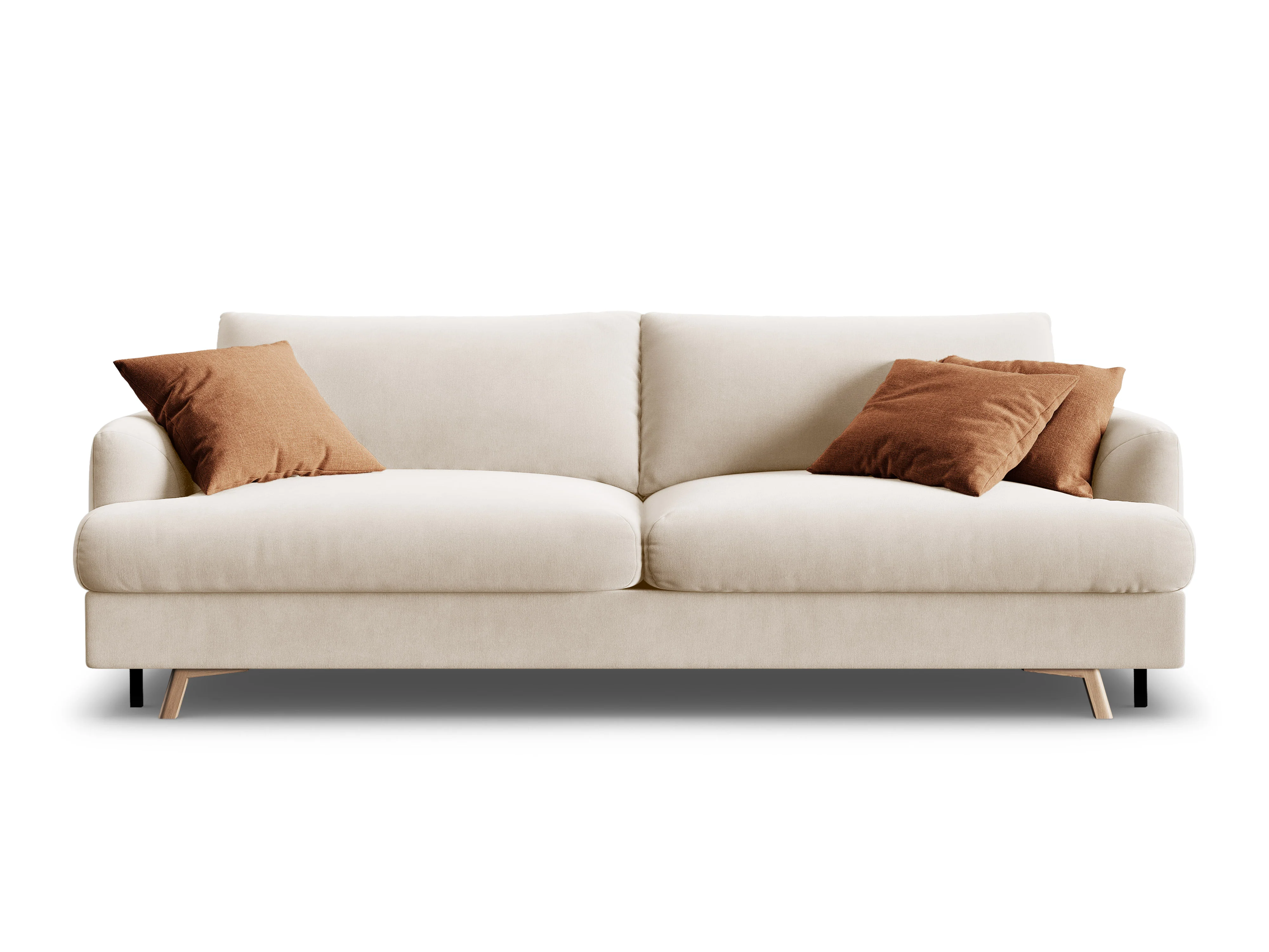 Sofa aksamitna 3-osobowa z funkcją spania NAOMI beżowy - Image 2
