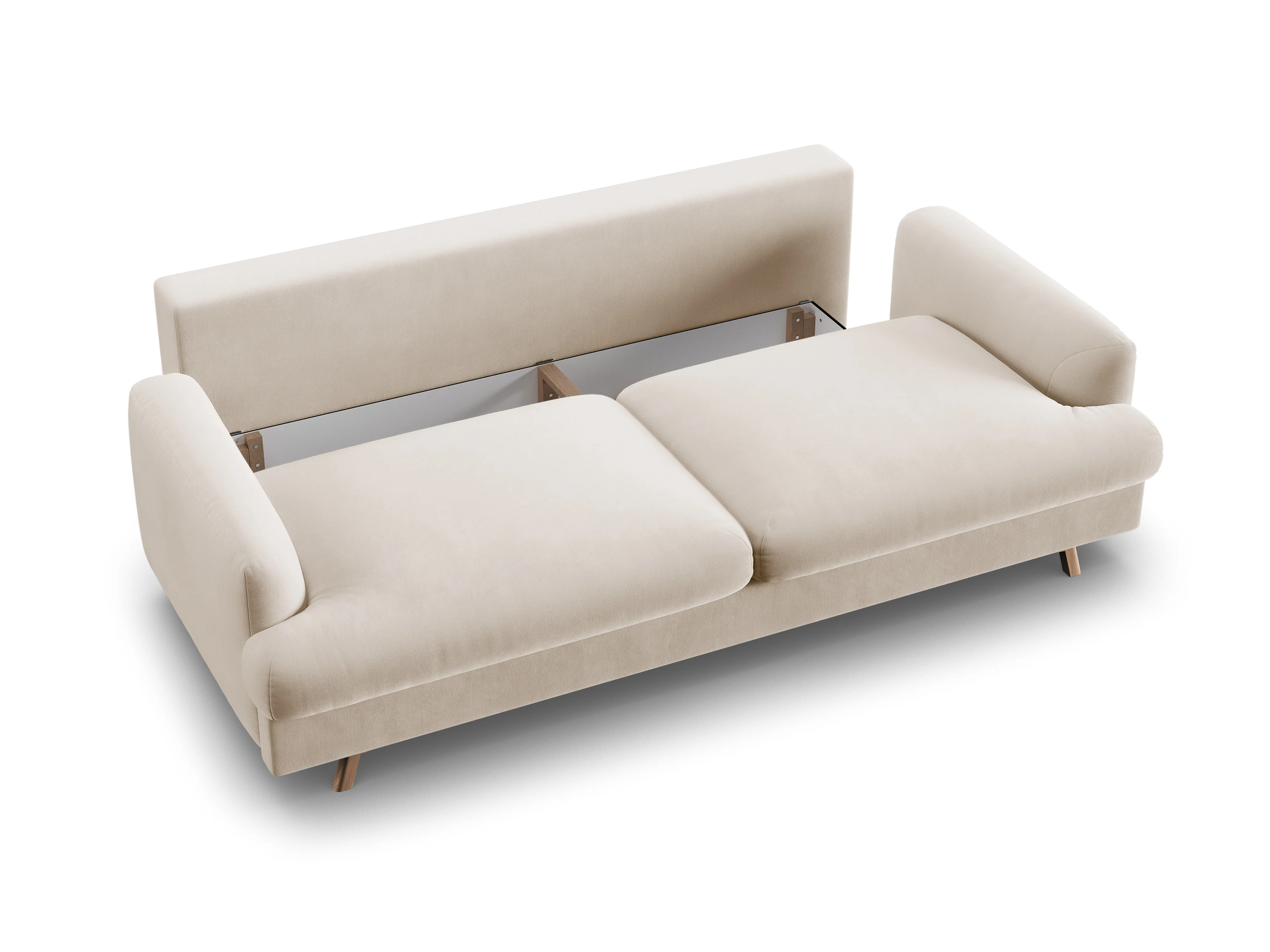 Sofa aksamitna 3-osobowa z funkcją spania NAOMI beżowy - Image 3