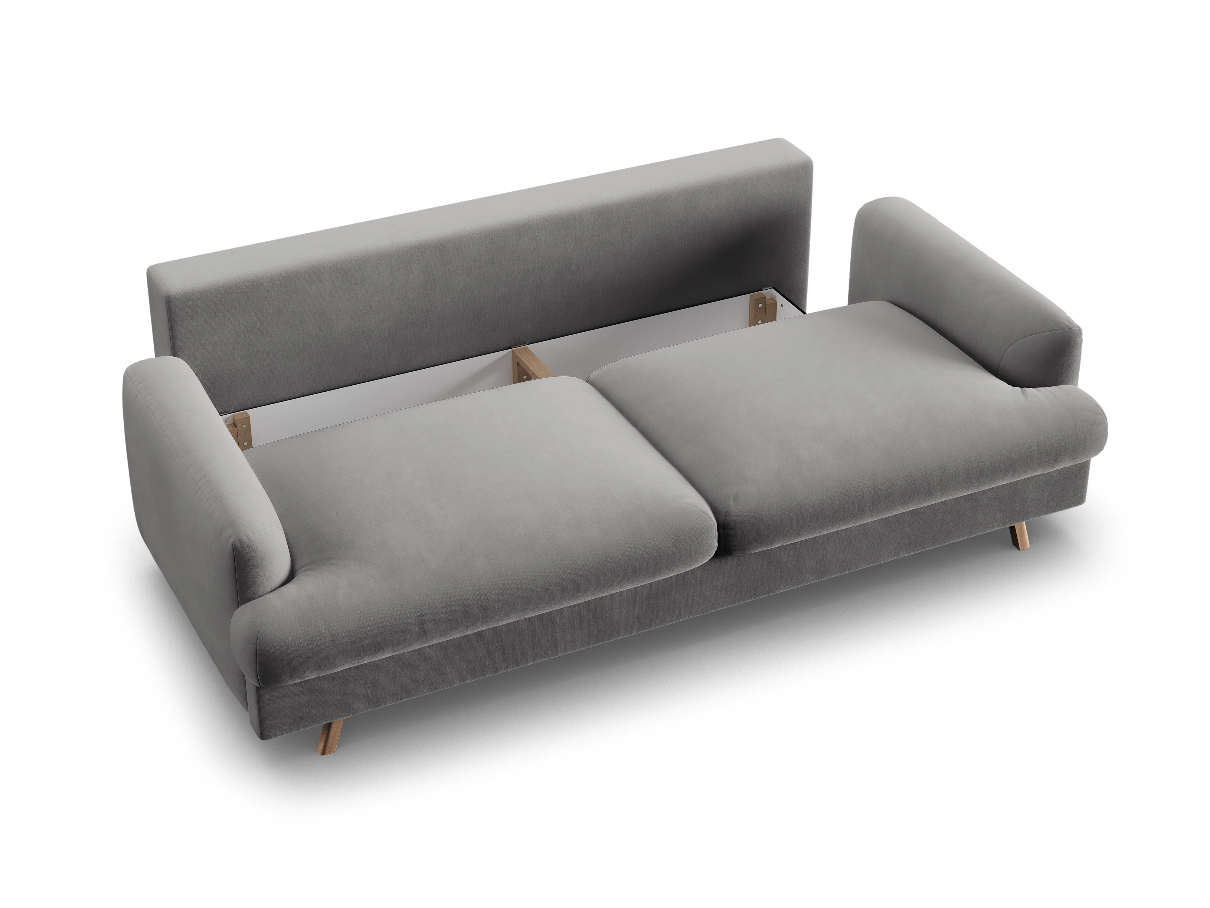 Sofa aksamitna 3-osobowa z funkcją spania NAOMI szary - Image 5