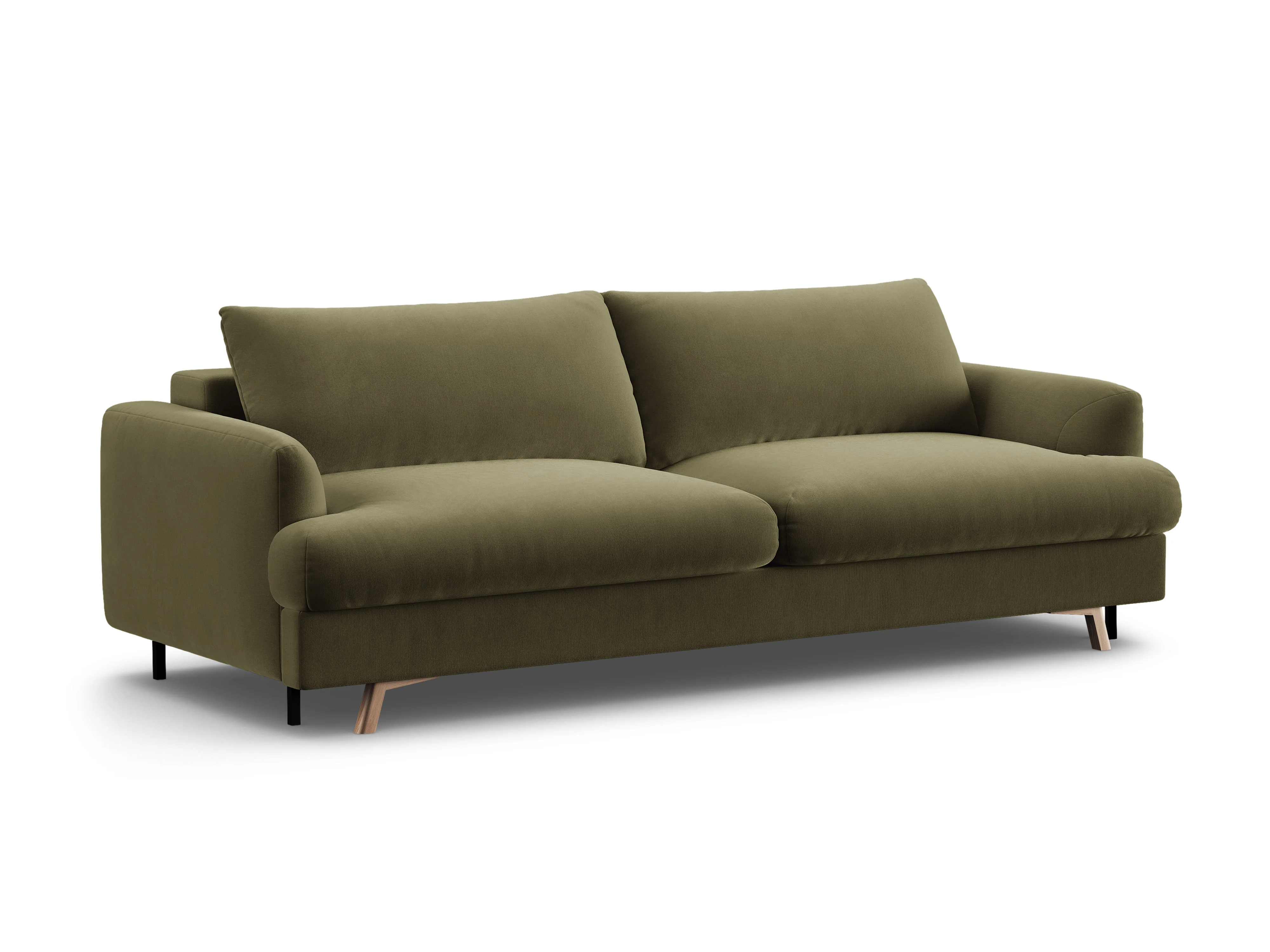 Sofa aksamitna 3-osobowa z funkcją spania NAOMI zielony
