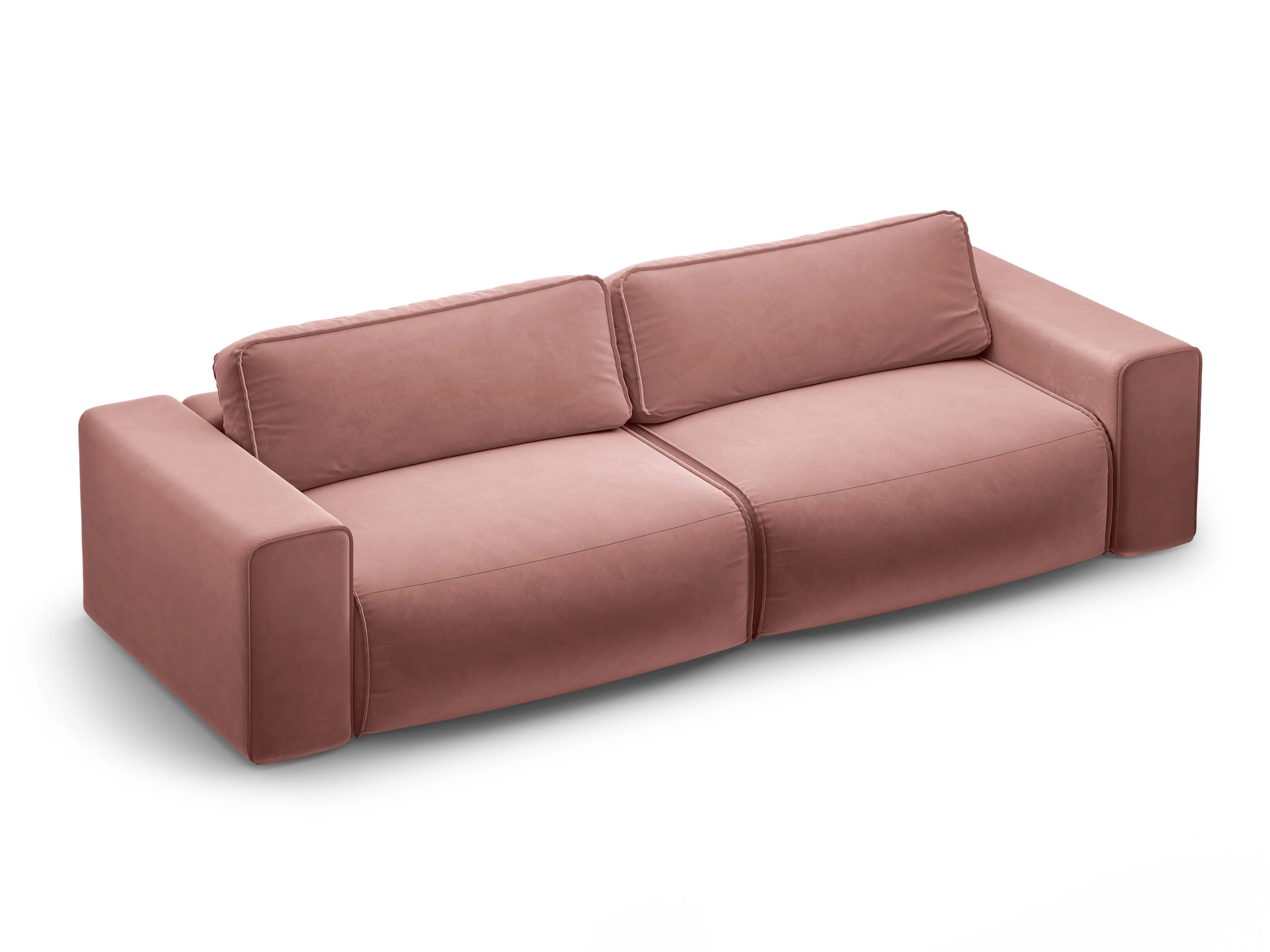 Sofa aksamitna 3-osobowa z funkcją spania VICTOR różowy - Image 3