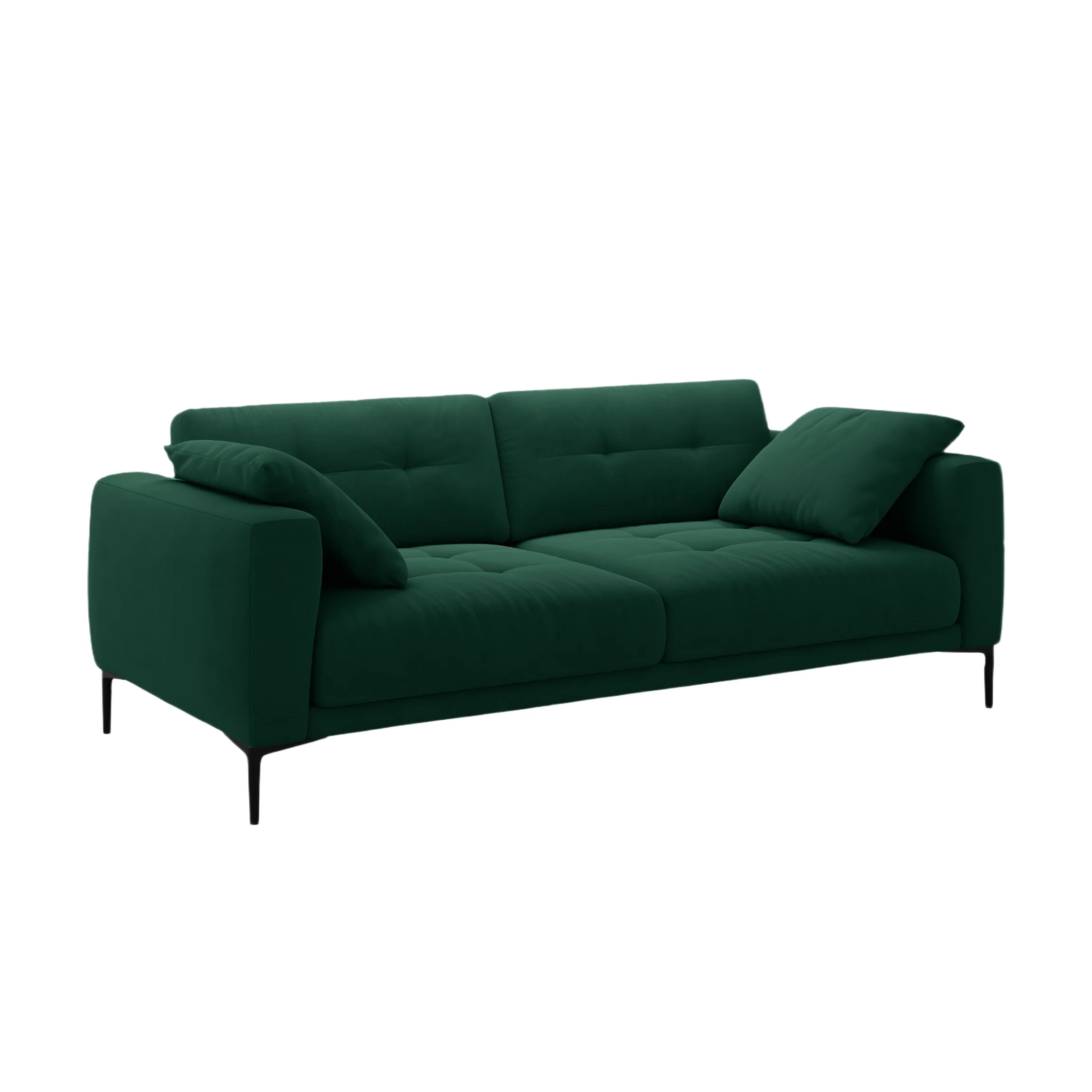 Sofa aksamitna 4-osobowa BEMY butelkowa zieleń