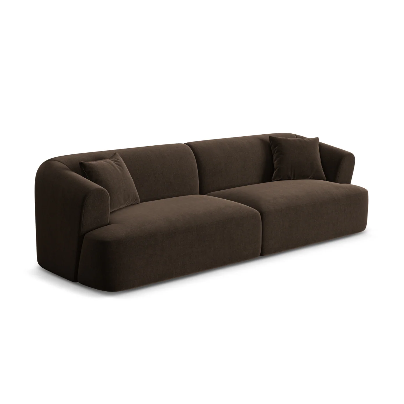 Sofa aksamitna 4-osobowa CAMPI czekoladowy