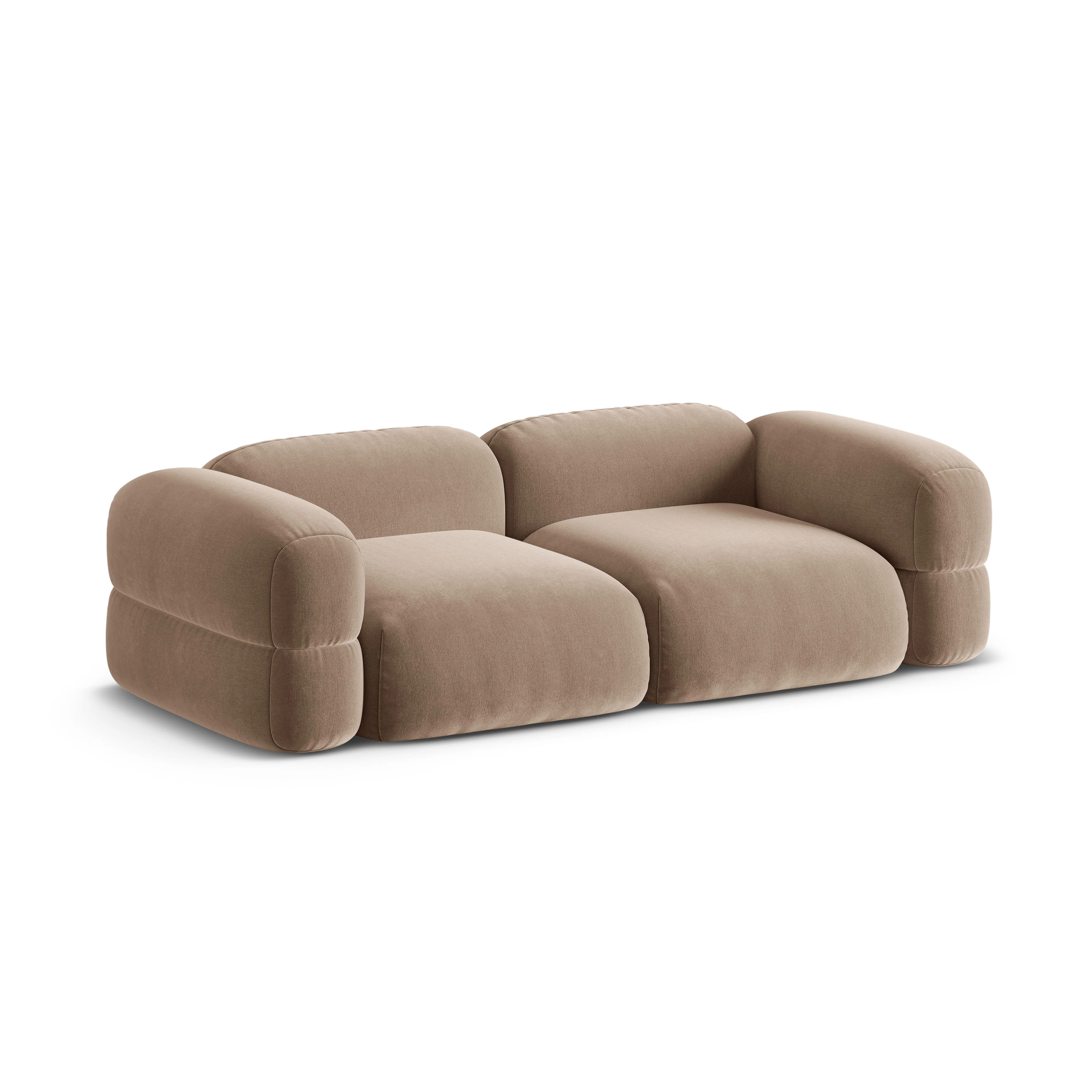 Sofa aksamitna 4-osobowa ROGER ciemnobeżowy