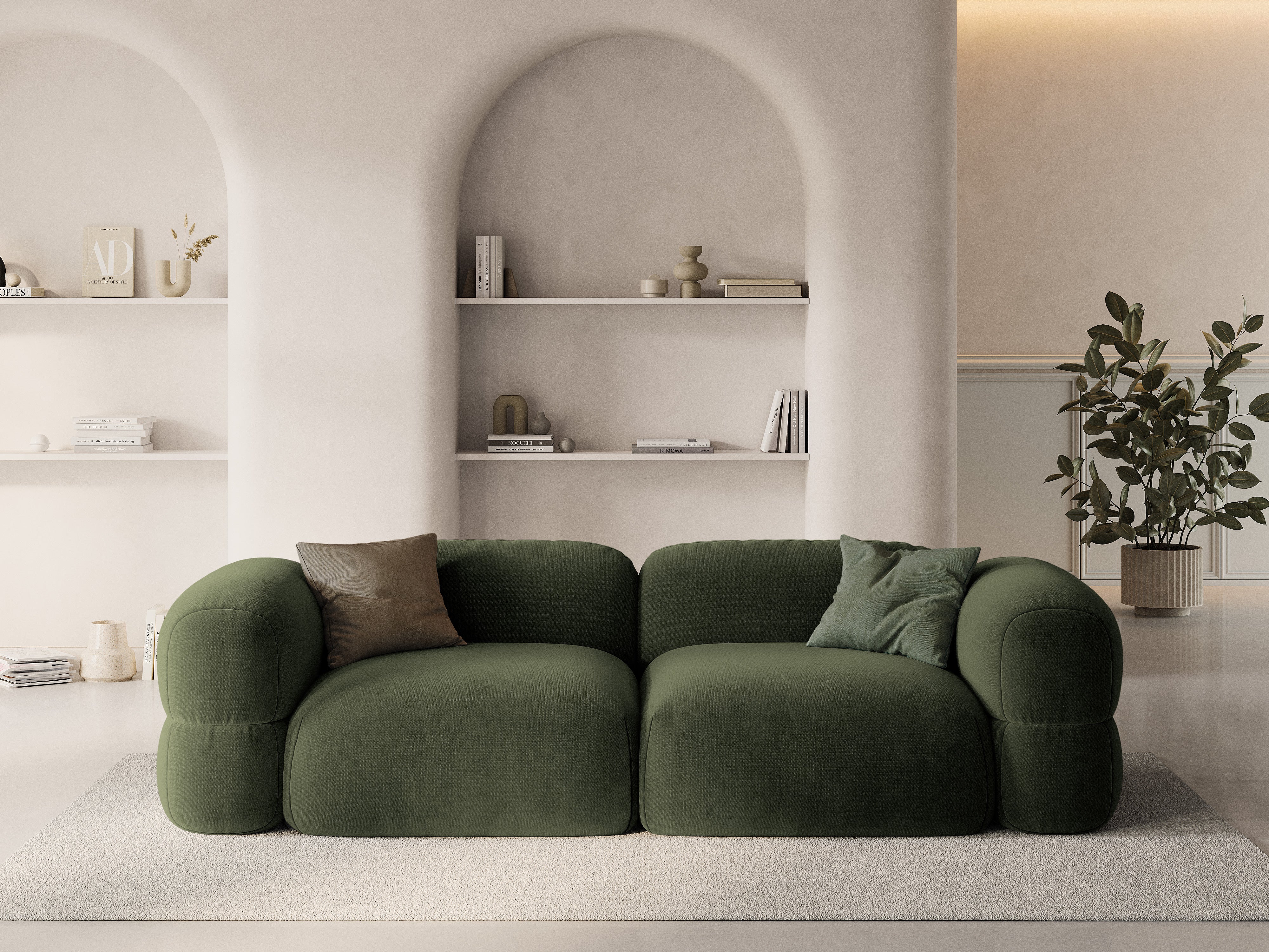 Sofa aksamitna 4-osobowa ROGER oliwkowy - Image 2