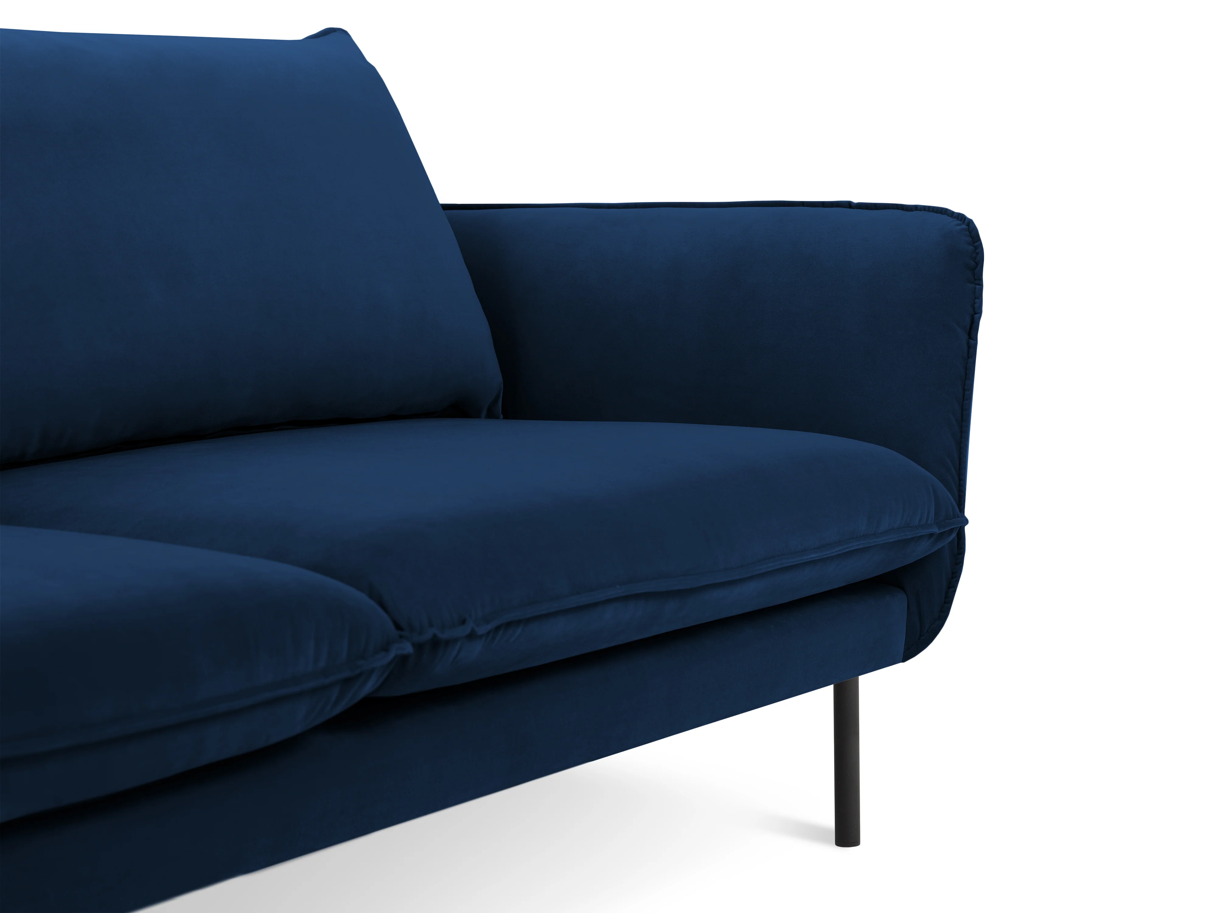 Sofa aksamitna 4-osobowa VIENNA granat królewski z czarną podstawą - Image 3