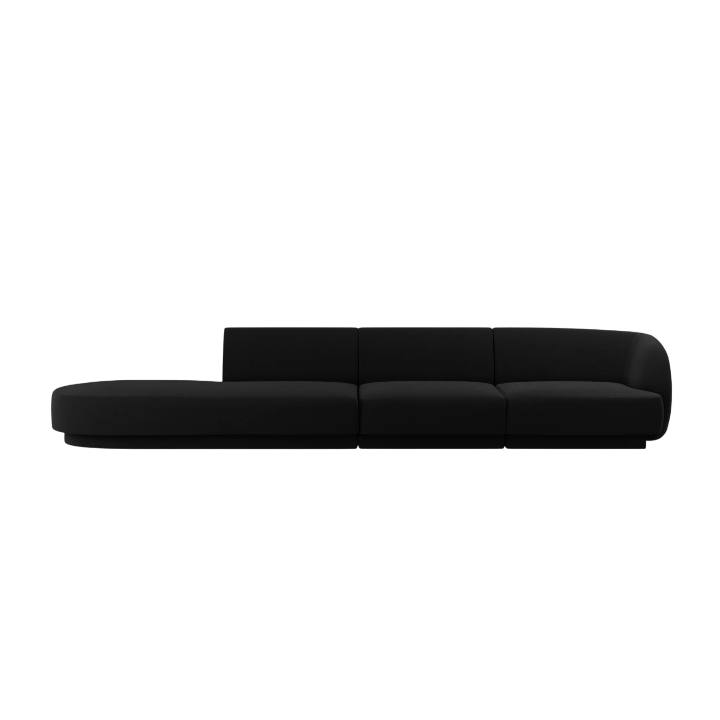Sofa aksamitna lewostronna 4-osobowa otwarta MILEY czarny