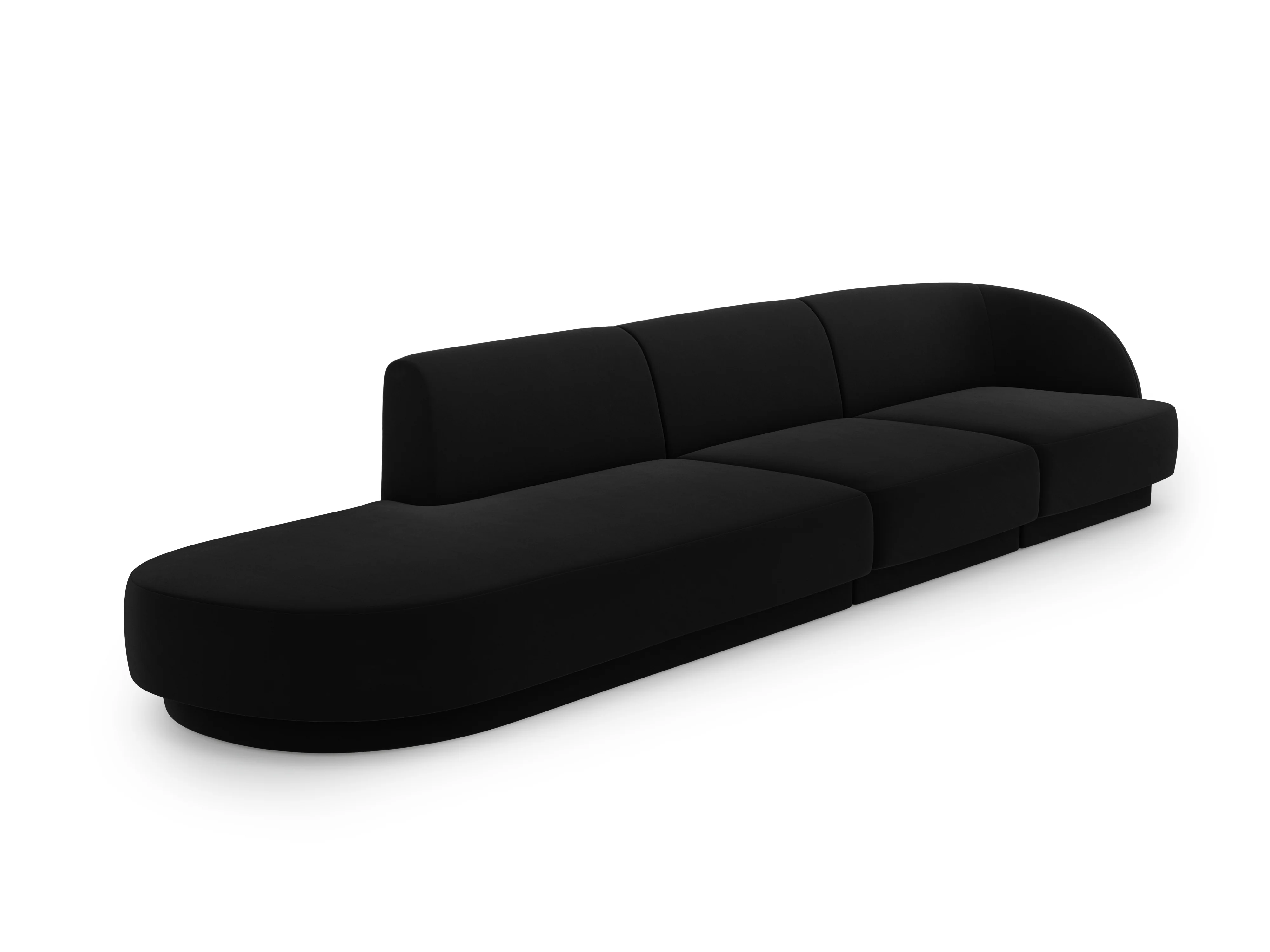 Sofa aksamitna lewostronna 4-osobowa otwarta MILEY czarny - Image 2