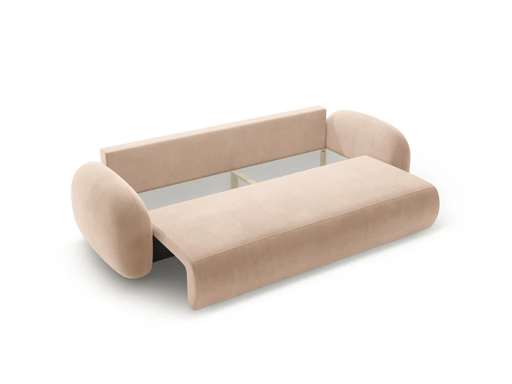 Sofa aksamitna z funkcją spania 3-osobowa TONALE beżowy - Image 5