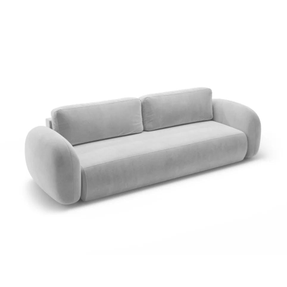 Sofa aksamitna z funkcją spania 3-osobowa TONALE jasnoszary