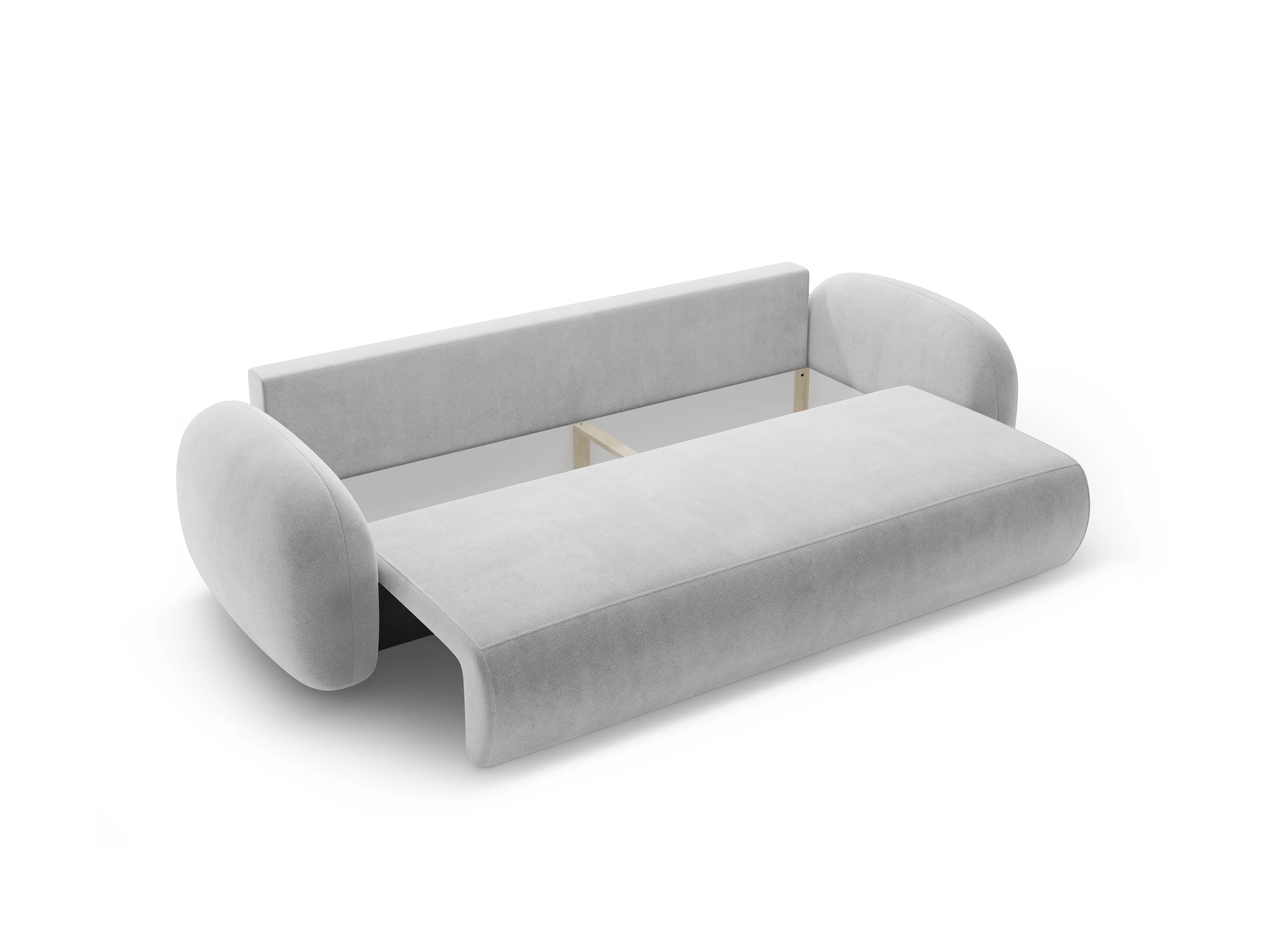 Sofa aksamitna z funkcją spania 3-osobowa TONALE jasnoszary - Image 4