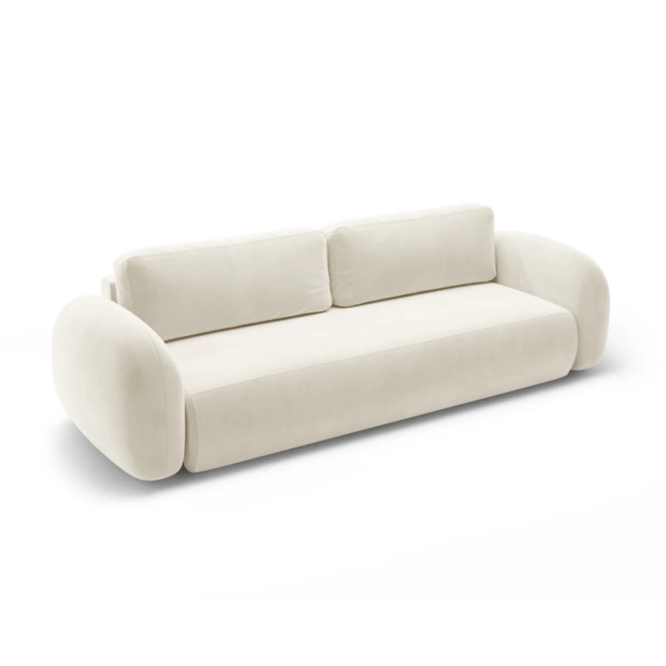 Sofa aksamitna z funkcją spania 3-osobowa TONALE kremowy
