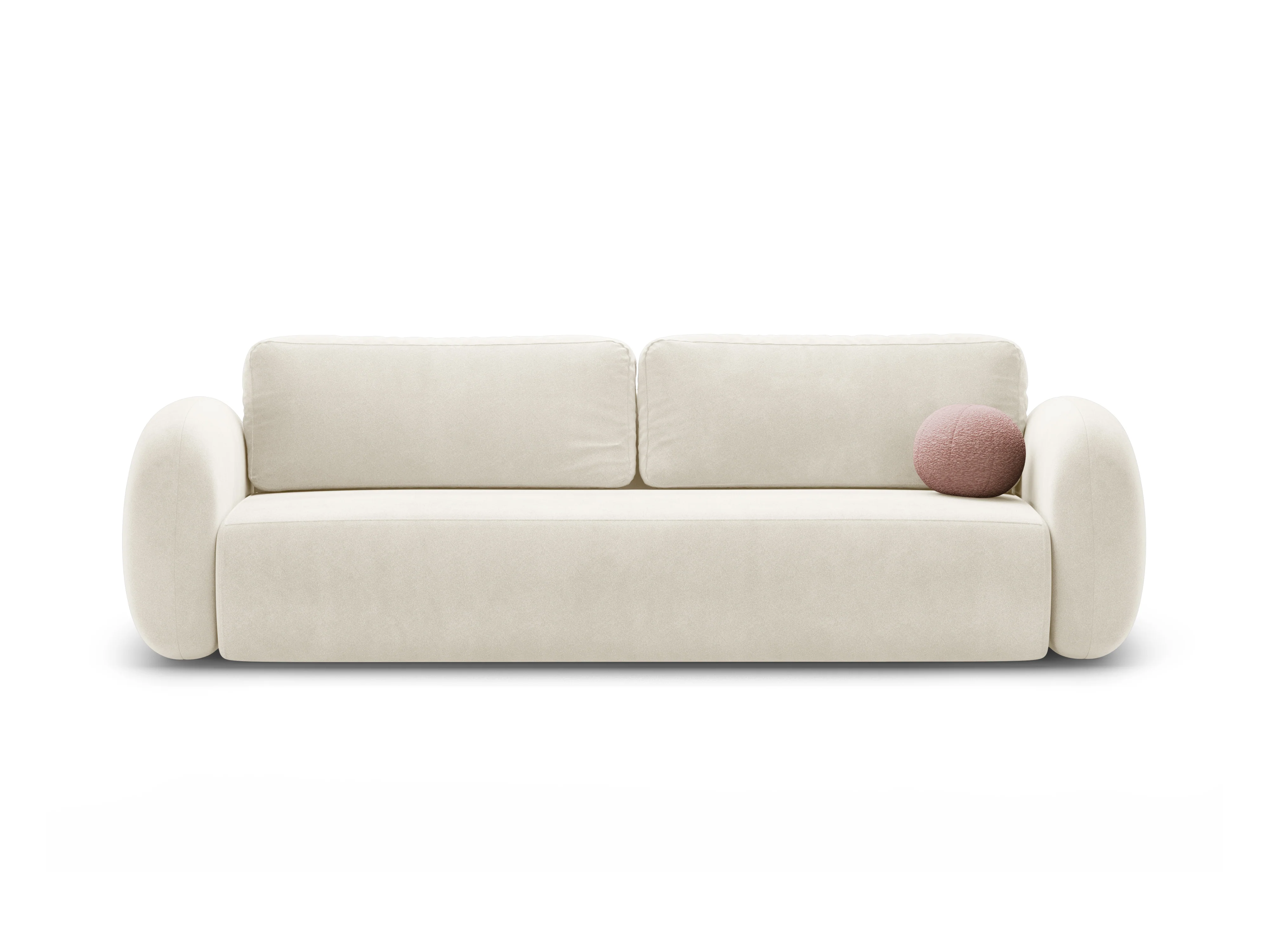 Sofa aksamitna z funkcją spania 3-osobowa TONALE kremowy - Image 3