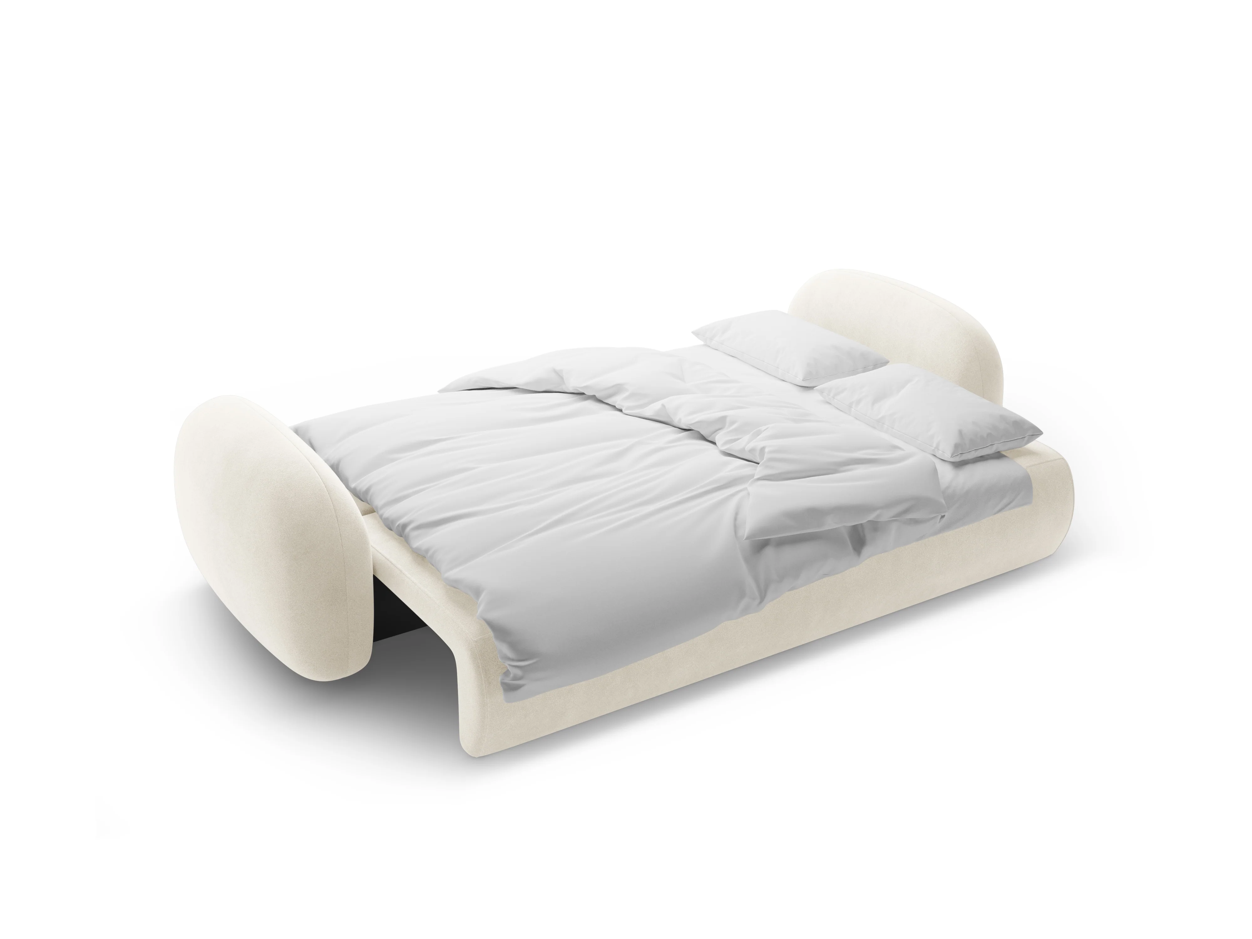 Sofa aksamitna z funkcją spania 3-osobowa TONALE kremowy - Image 5