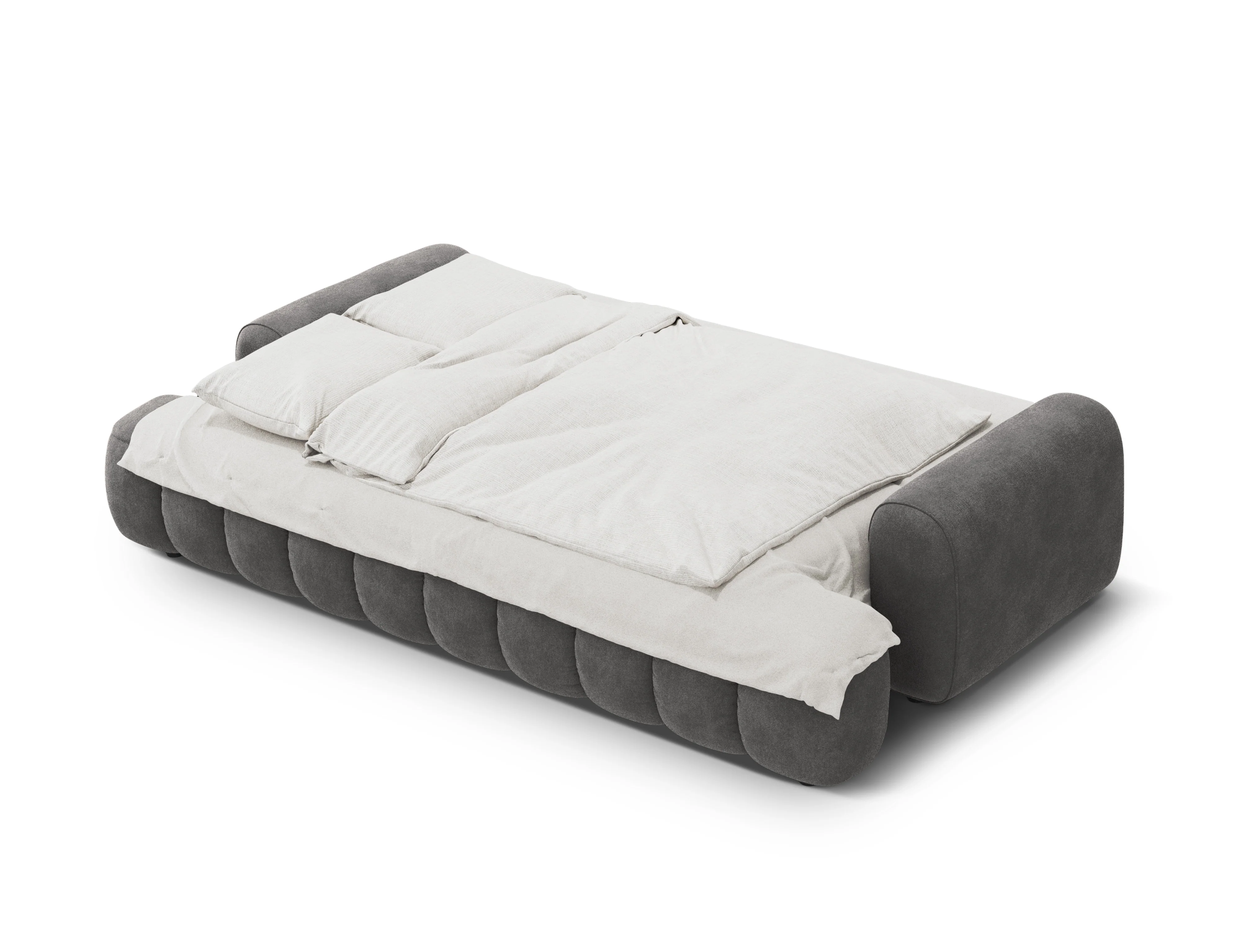 Sofa aksamitna z funkcją spania 4-osobowa LINZ ciemnoszary - Image 3