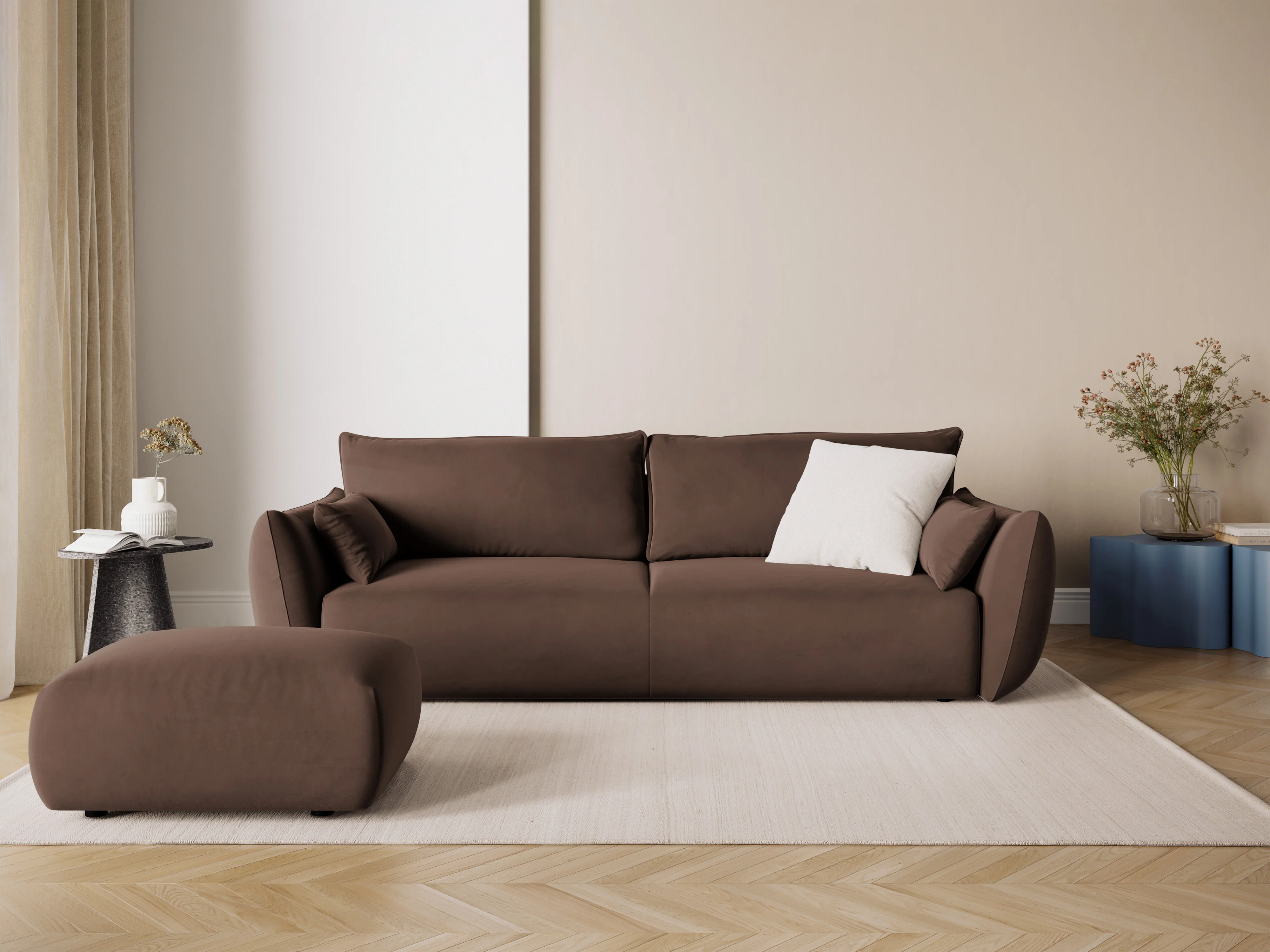 Sofa aksamitna z funkcją spania MATERA czekoladowy - Image 2