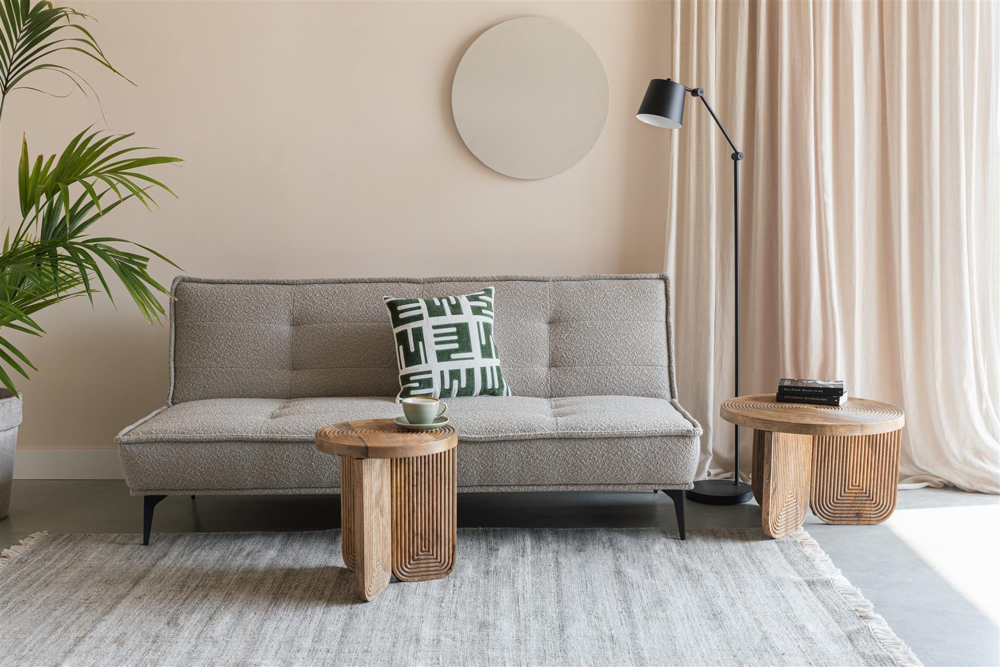 Sofa rozkładana CIELKE beżowy z czarną podstawą - Image 4