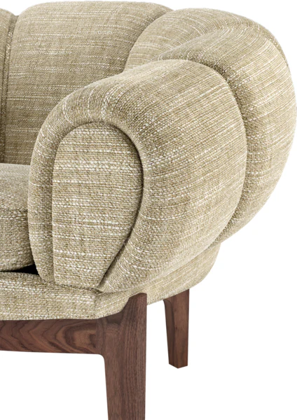 Sofa 3-osobowa CROISSANT tapicerowana z orzechową podstawą - Image 4