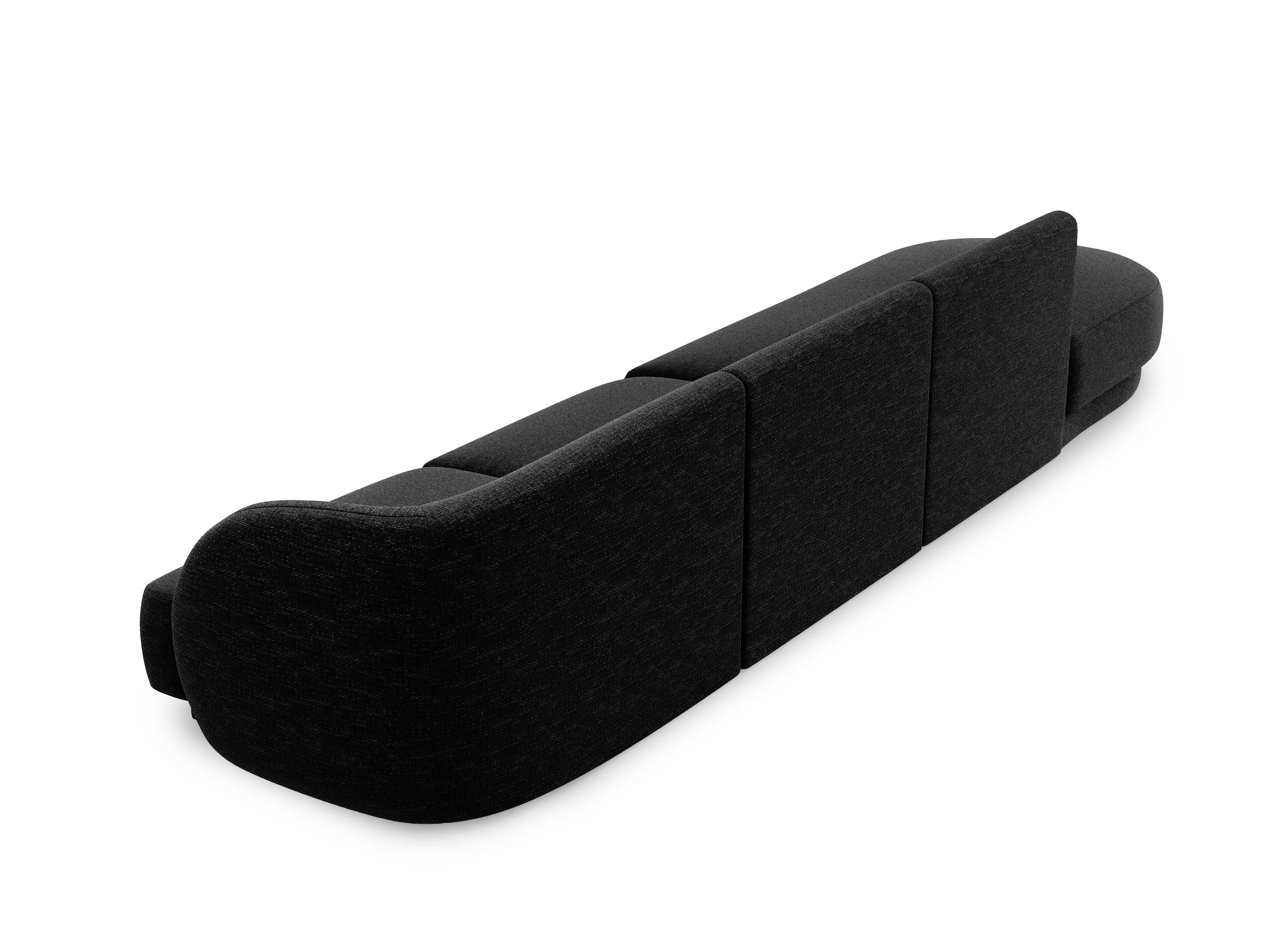 Sofa lewostronna 4-osobowa otwarta MILEY czarny szenil jedwabisty - Image 3