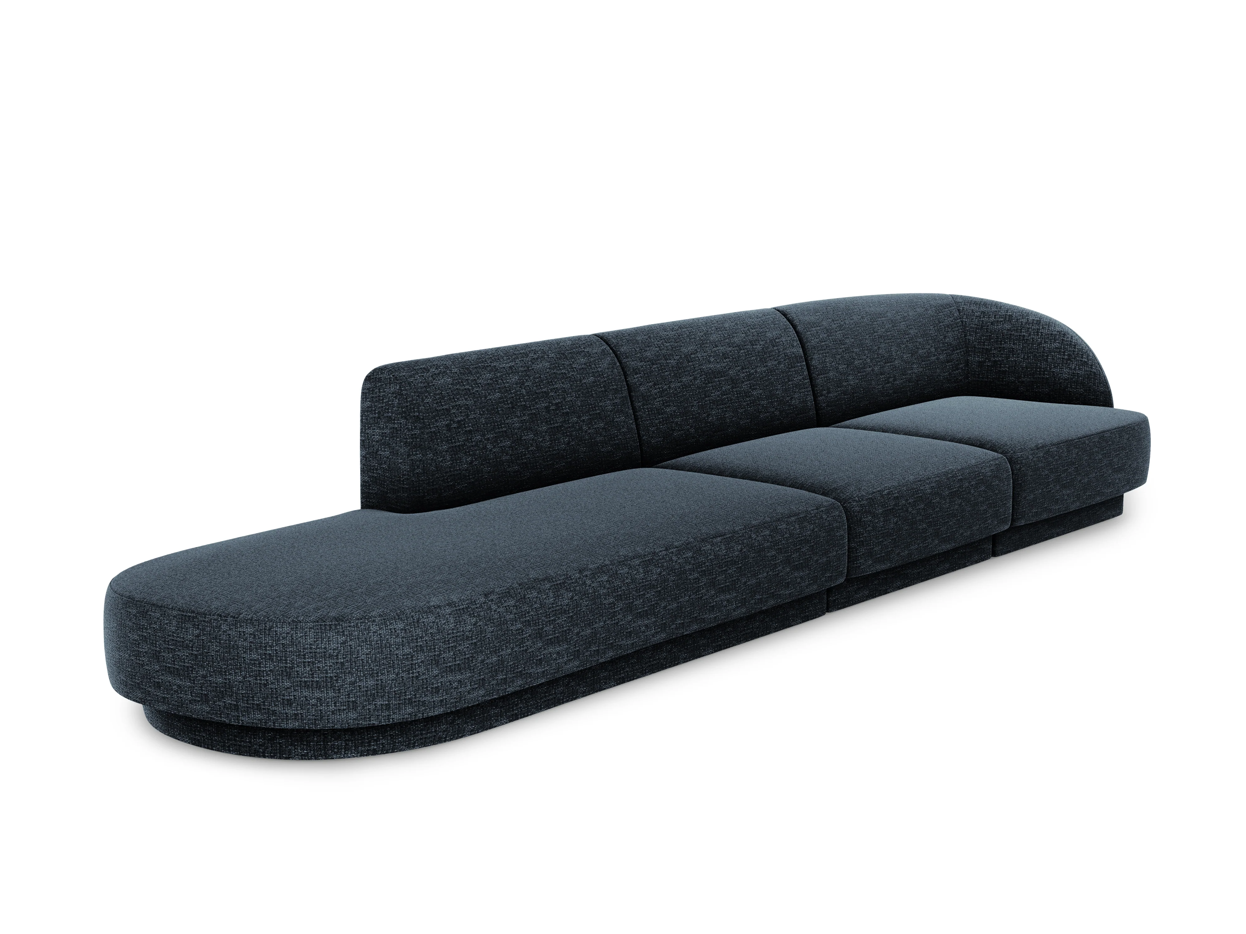 Sofa lewostronna 4-osobowa otwarta MILEY granatowy szenil jedwabisty - Image 2