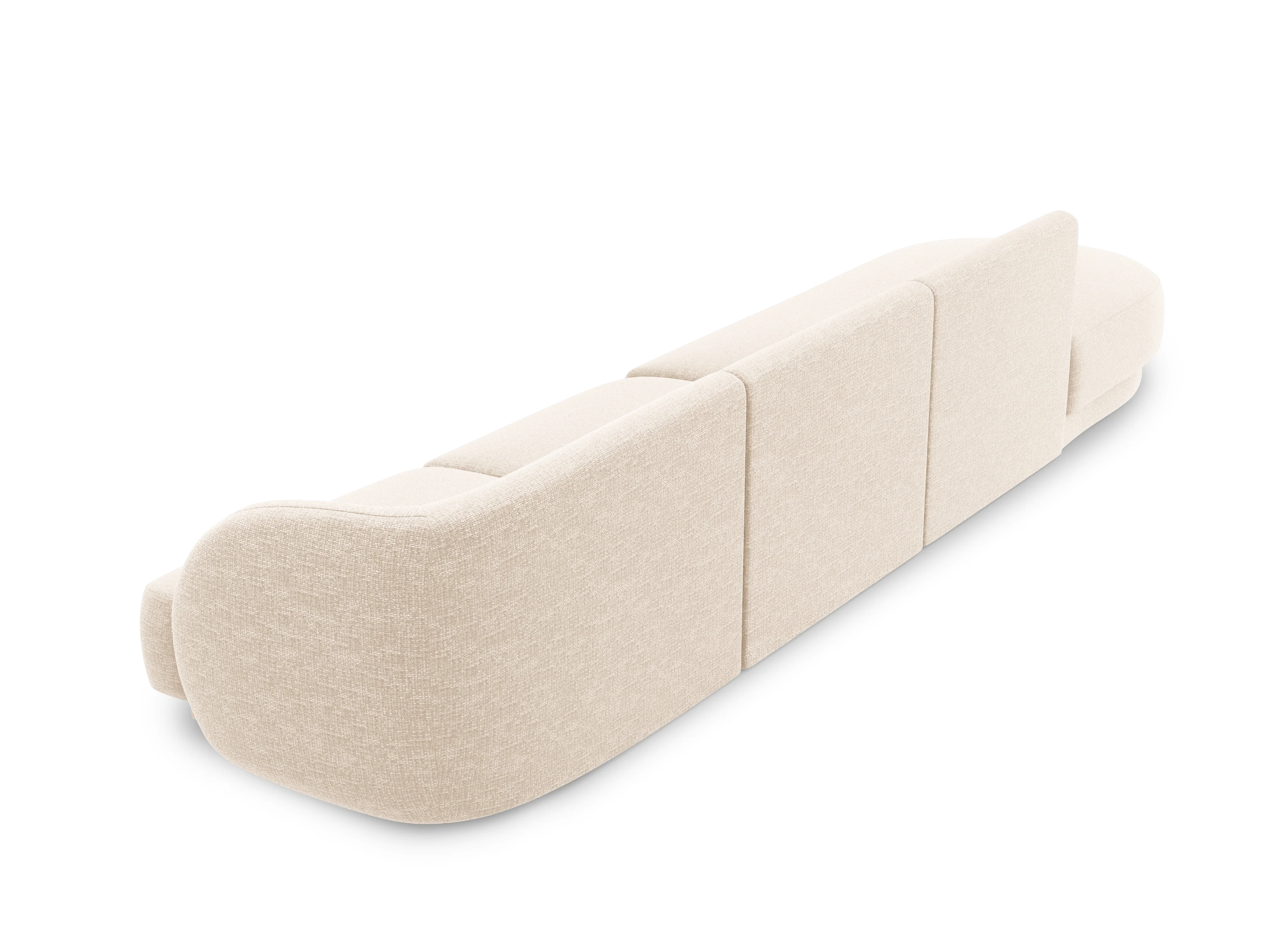 Sofa lewostronna 4-osobowa otwarta MILEY jasnobeżowy szenil jedwabisty - Image 3