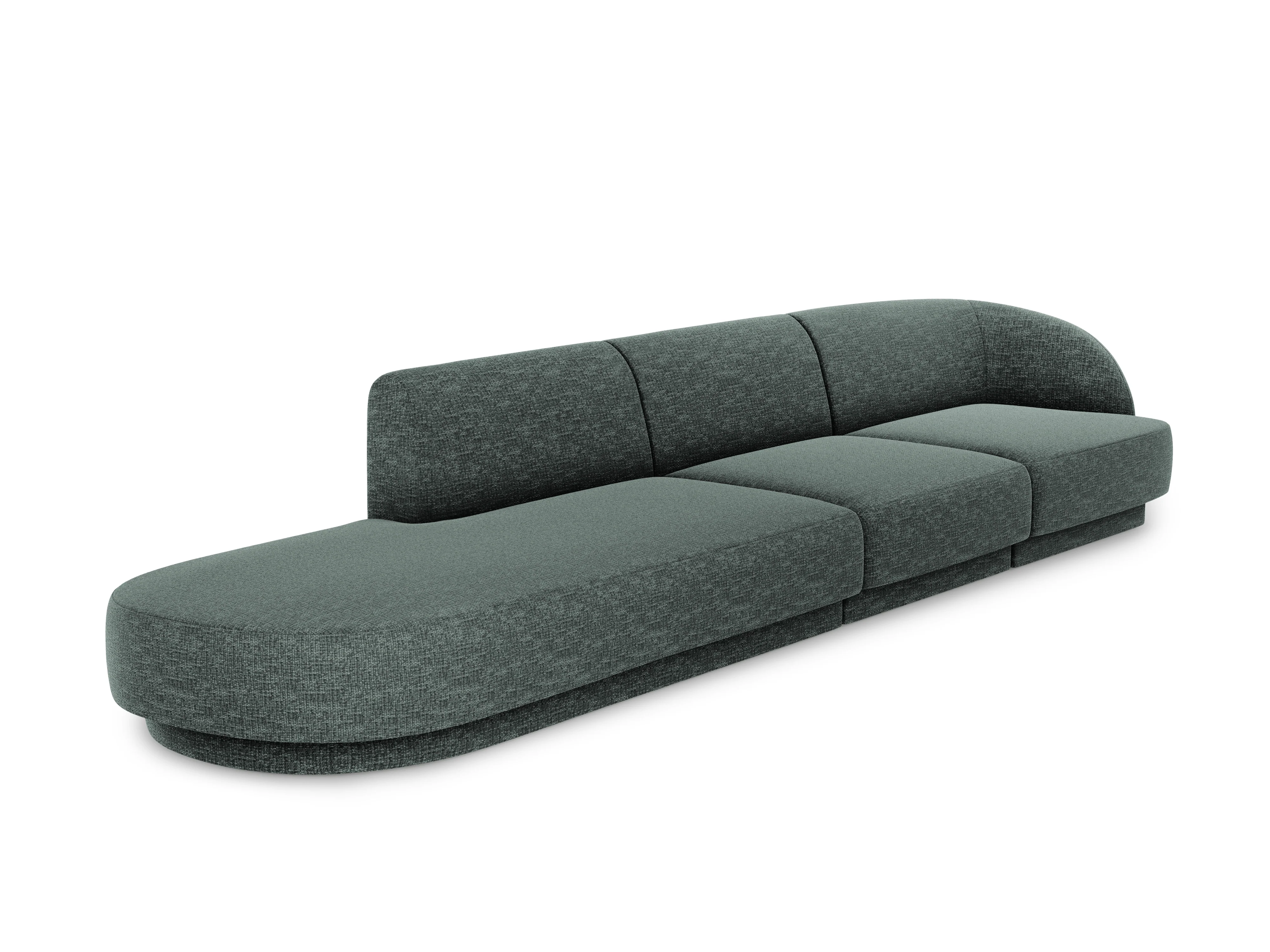 Sofa lewostronna 4-osobowa  otwarta MILEY petrol szenil jedwabisty - Image 2