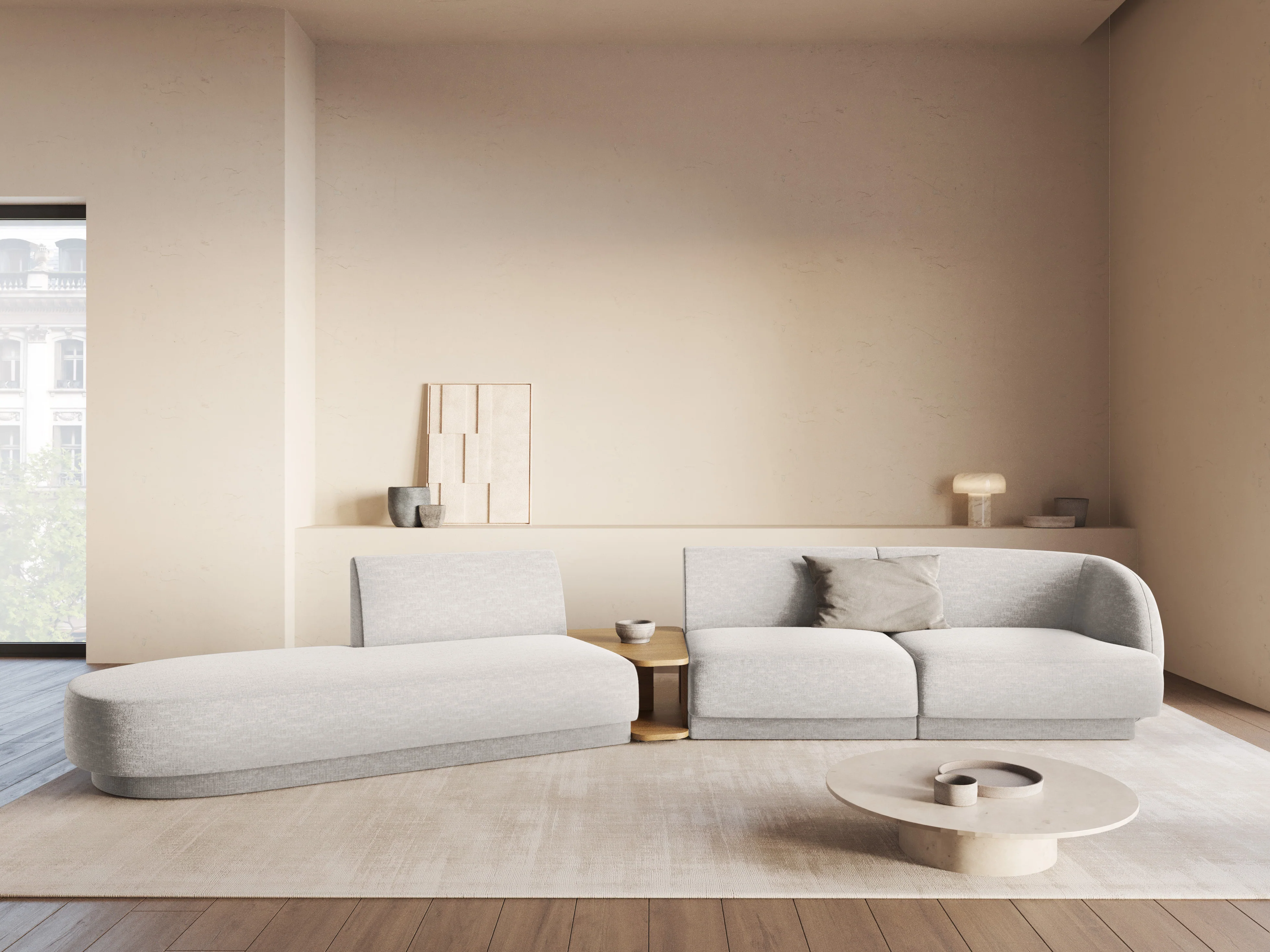 Sofa otwarta lewostronna 4-osobowa otwarta MILEY szary szenil - Image 2