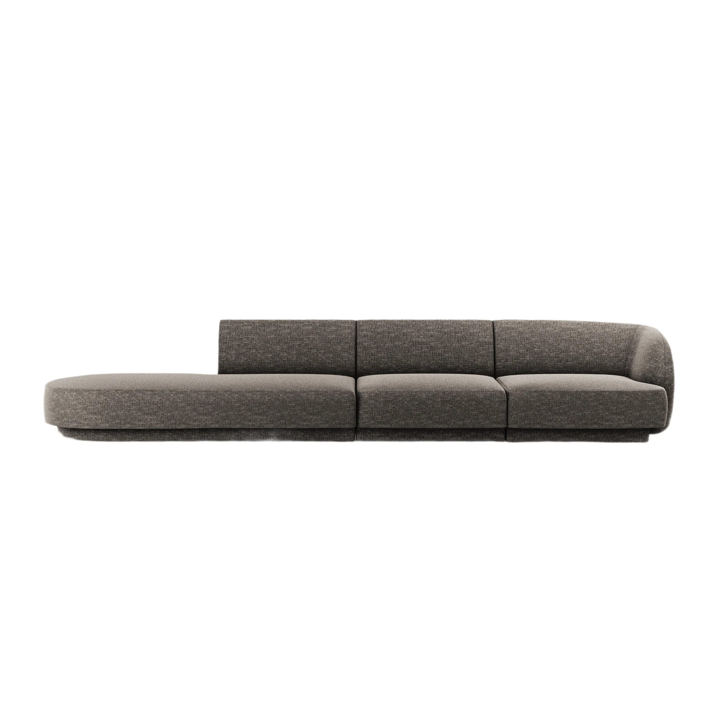 Sofa lewostronna 4-osobowa otwarta MILEY szary szenil jedwabisty