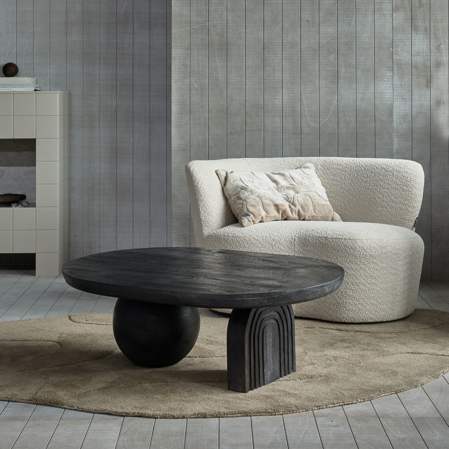 Sofa lewostronna STONE kremowy boucle - Image 2