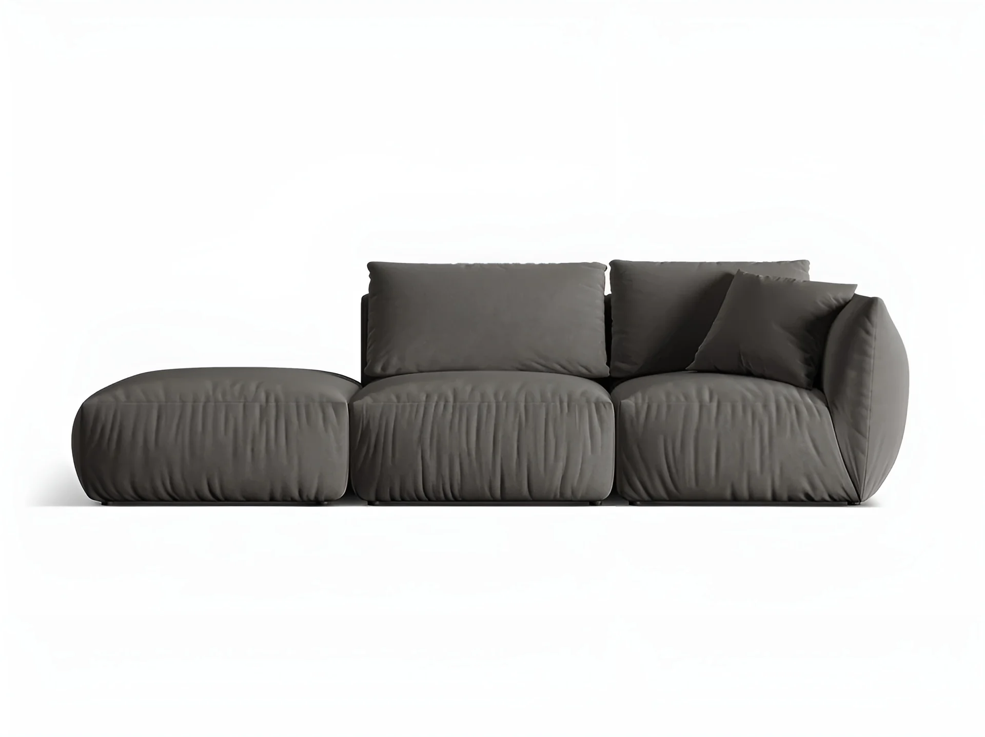 Sofa modułowa aksamitna 3-osobowa lewostronna CHRIS ciemnoszary - Image 4
