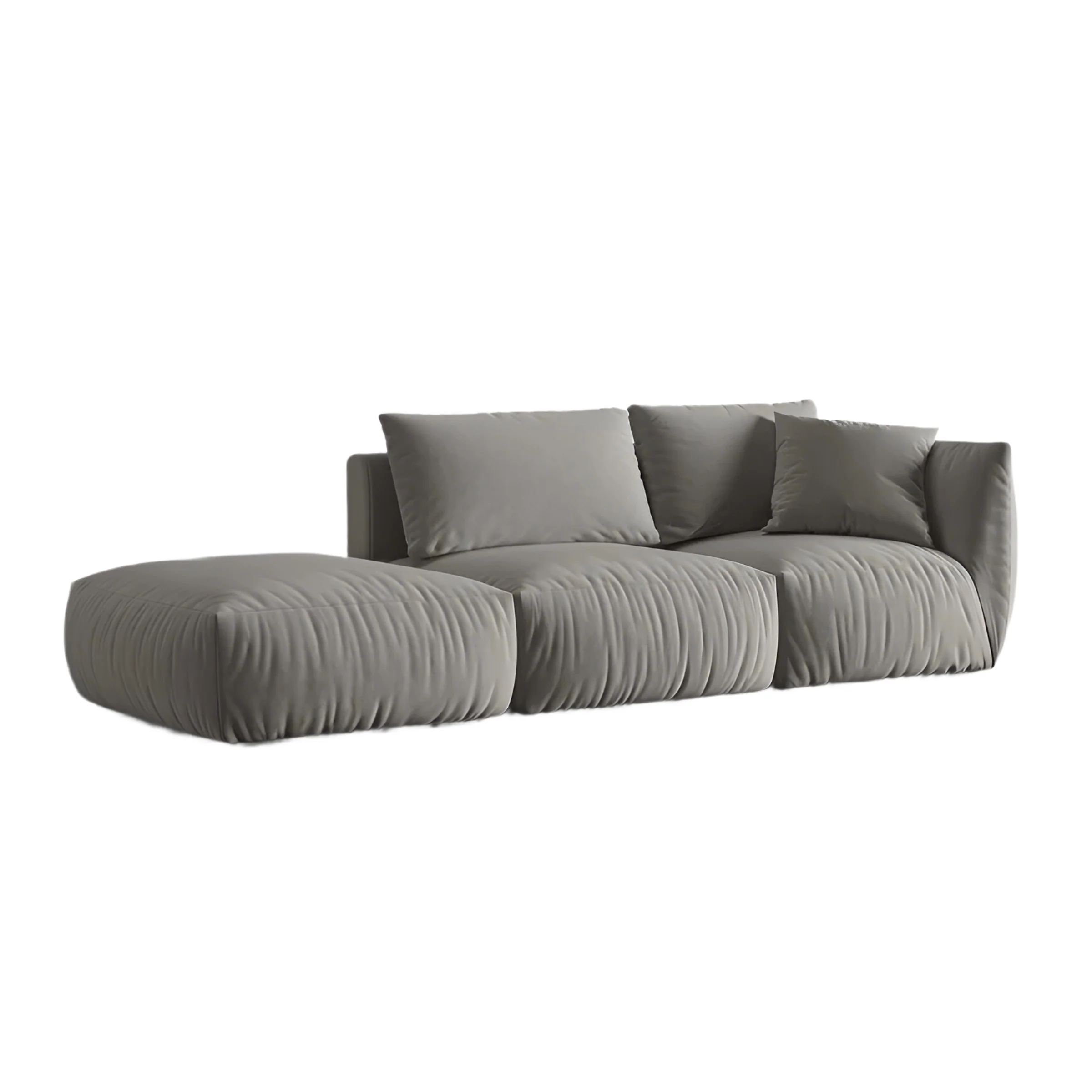 Sofa modułowa aksamitna 3-osobowa lewostronna CHRIS szary