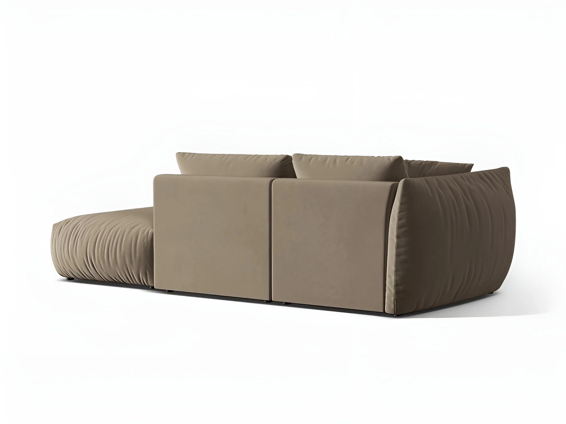 Sofa modułowa aksamitna 3-osobowa prawostronna CHRIS jasnobrązowy - Image 4