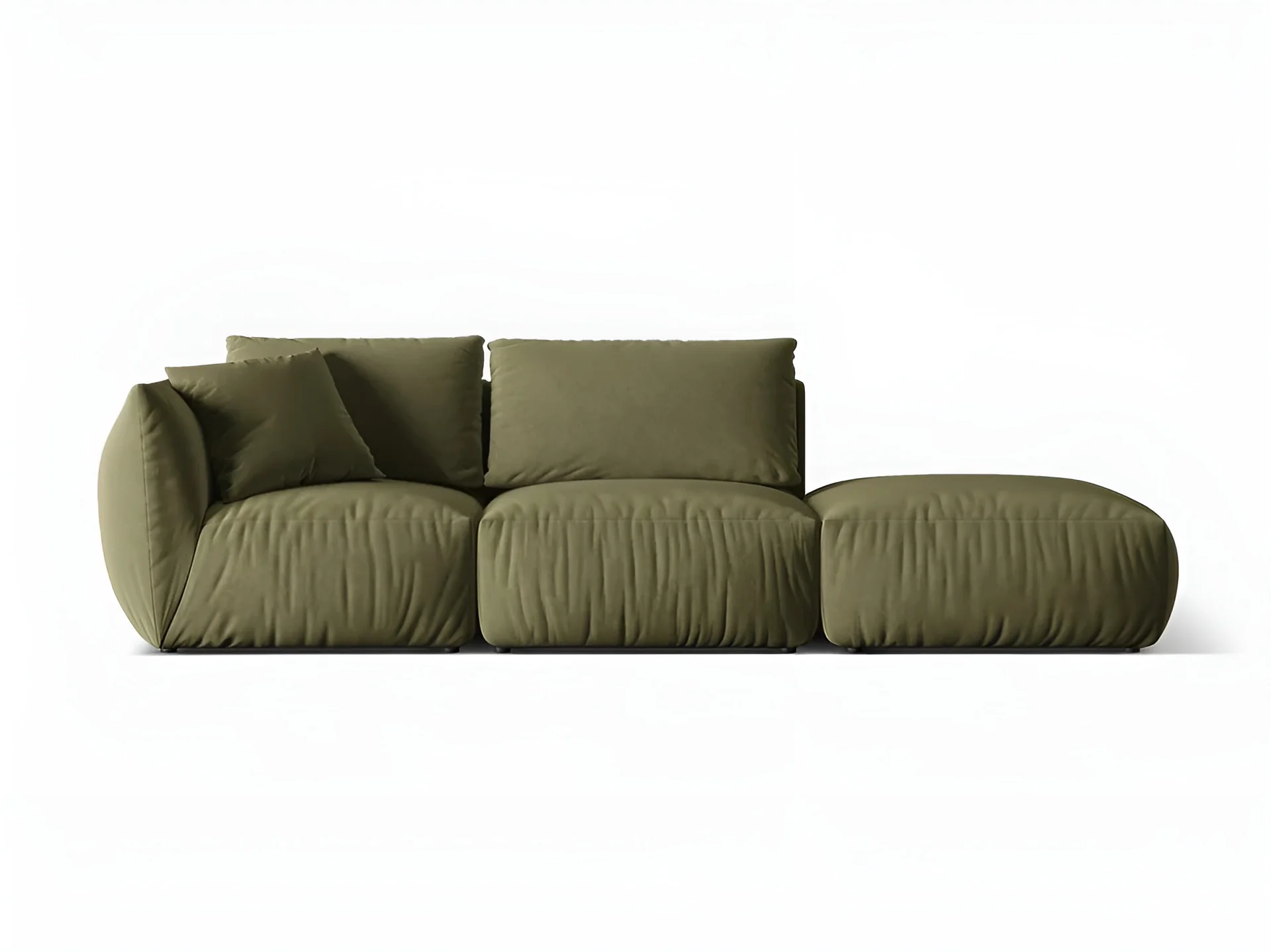 Sofa modułowa aksamitna 3-osobowa prawostronna CHRIS jasnozielony - Image 3