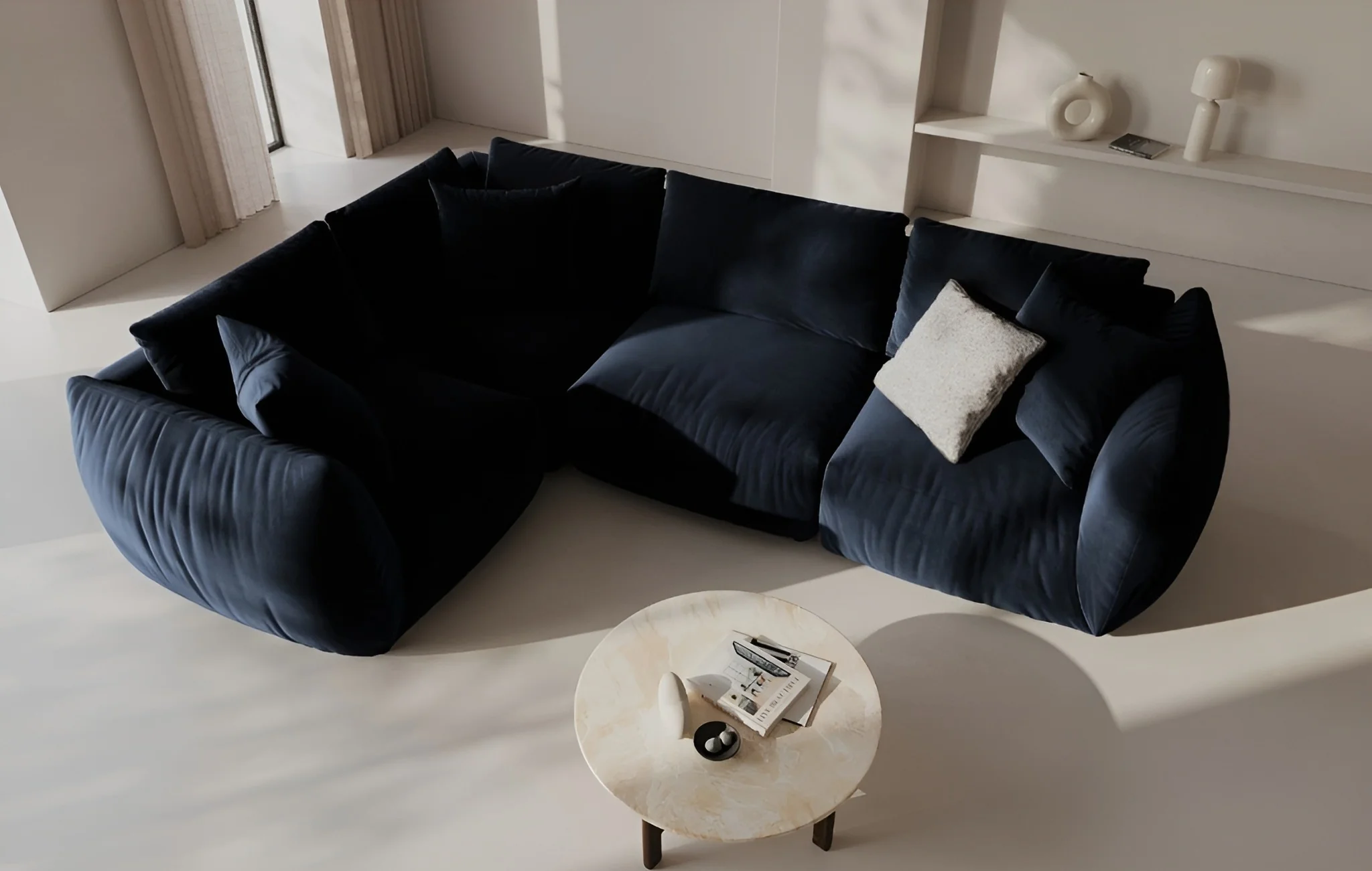 Sofa modułowa aksamitna CHRIS - element środkowy granat królewski - Image 2