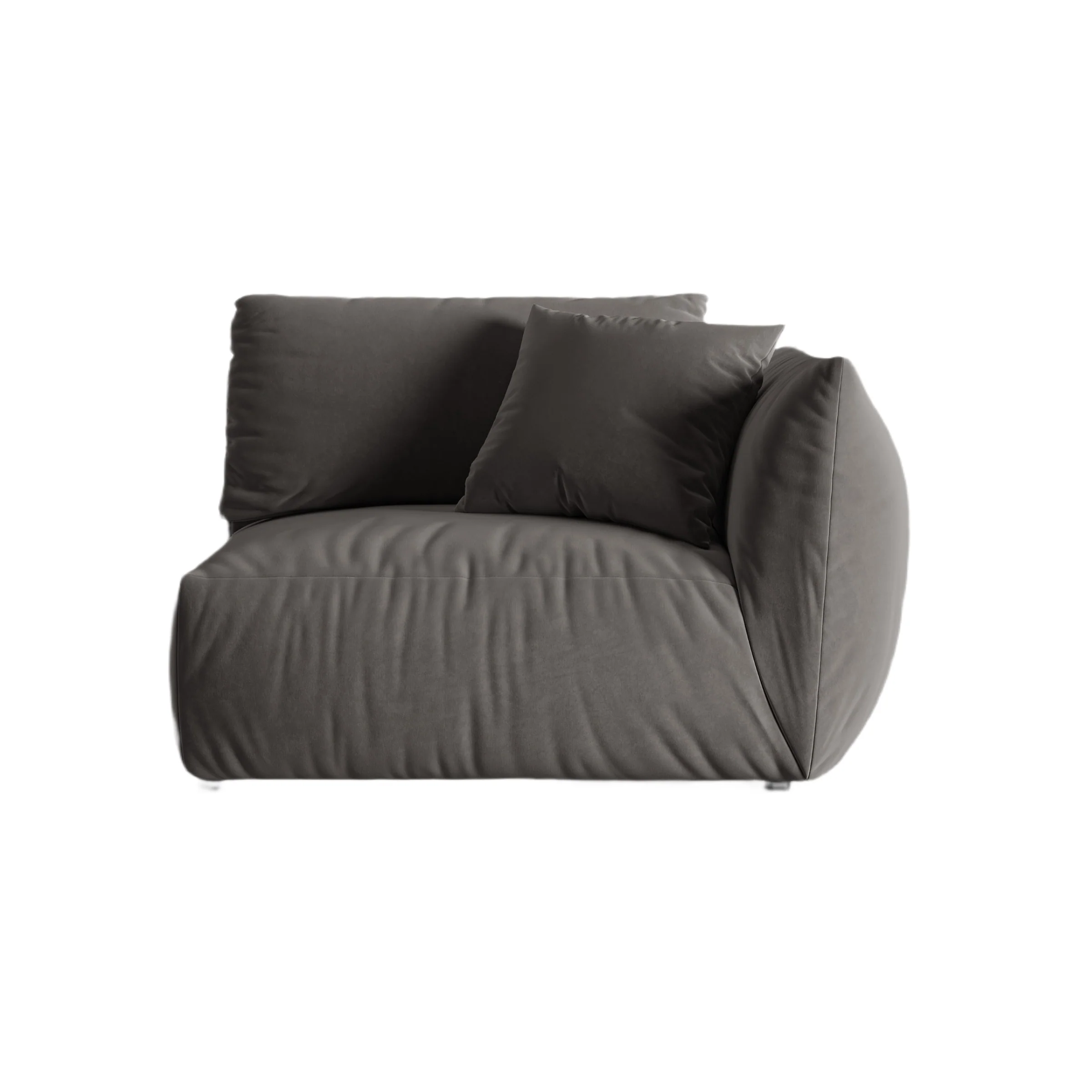 Sofa modułowa aksamitna CHRIS - element prawostronny ciemnoszary