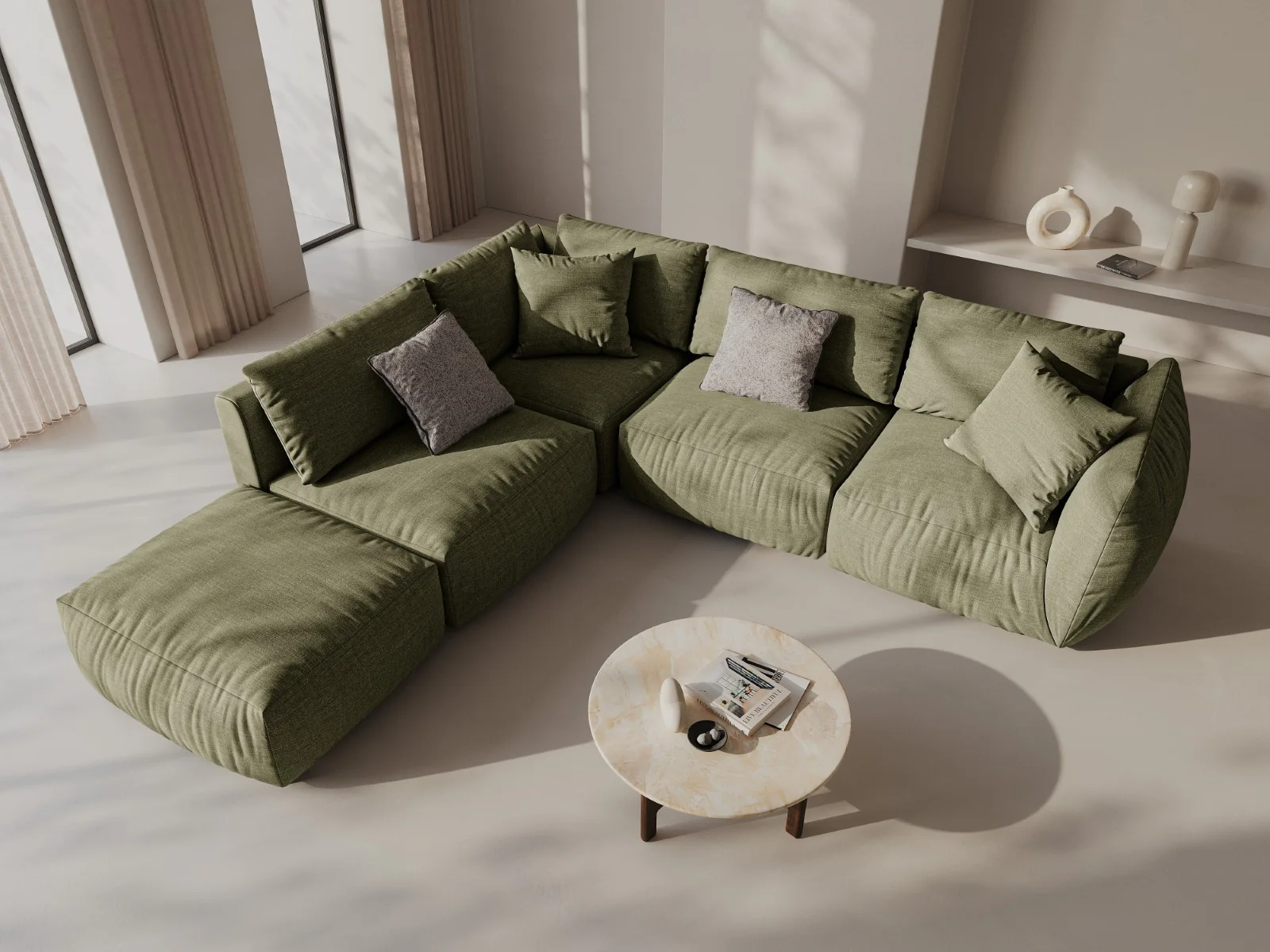 Sofa modułowa CHRIS - element narożny zielony szenil - Image 2