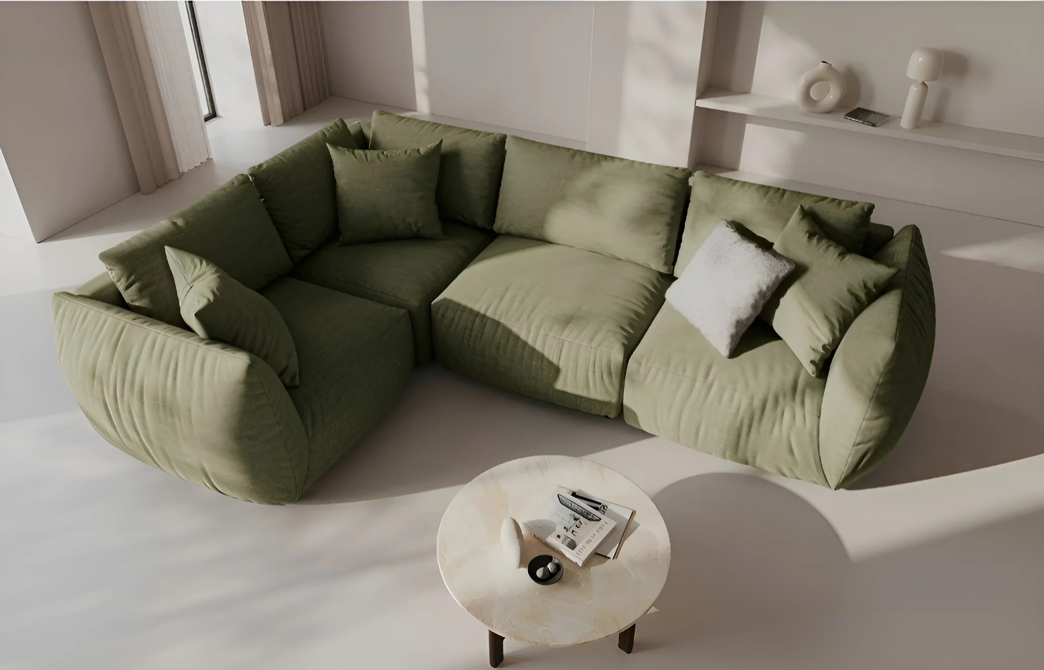 Sofa modułowa CHRIS - element prawostronny jasnozielony szenil - Image 2