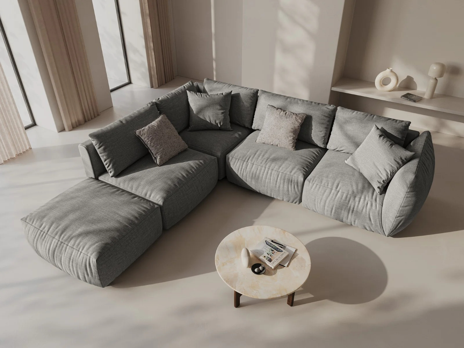 Sofa modułowa CHRIS - element szeroki lewostronny szary szenil - Image 2