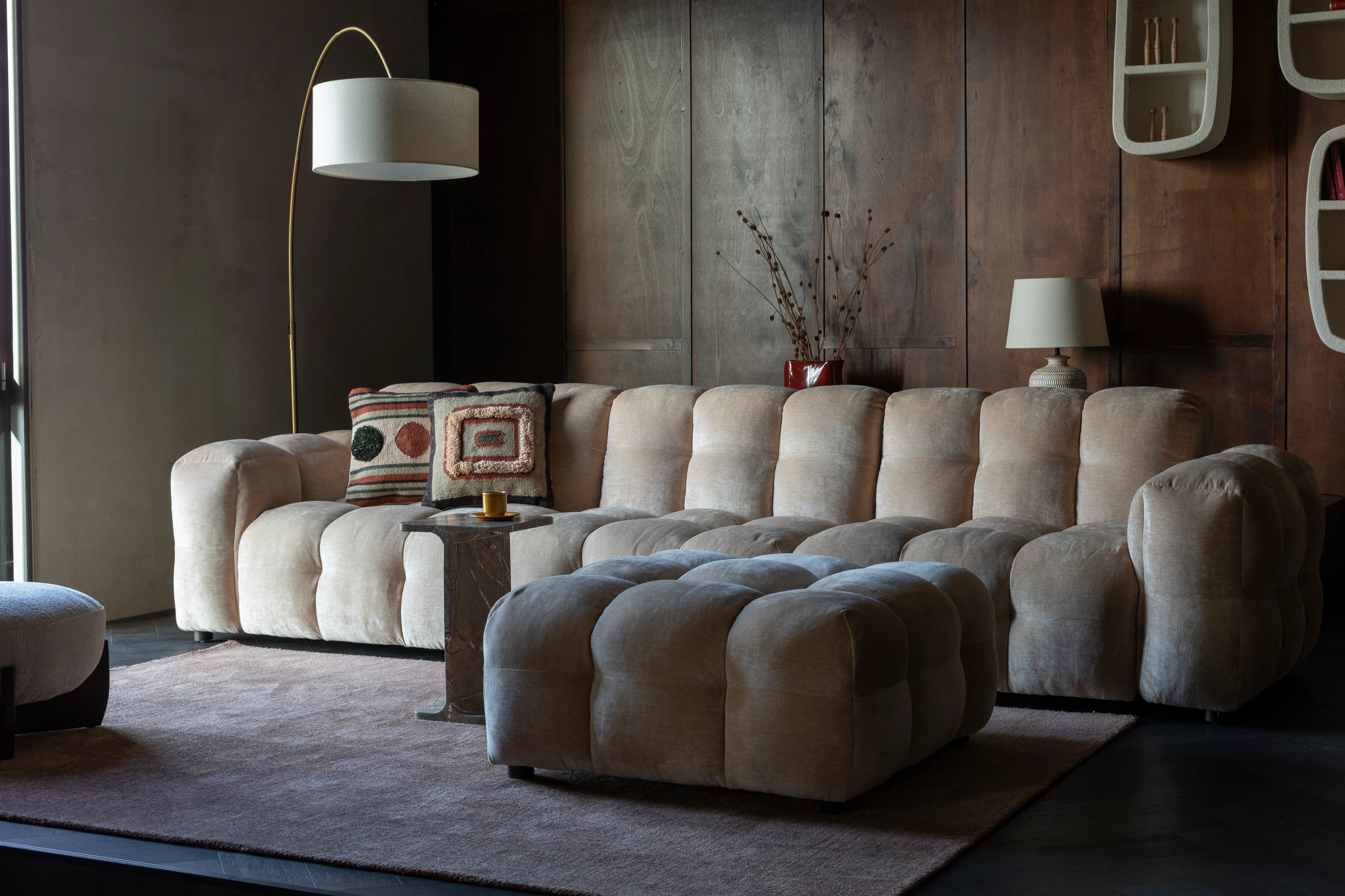 Sofa modułowa HACKMAN - element końcowy lewostronny beżowy welur - Image 2