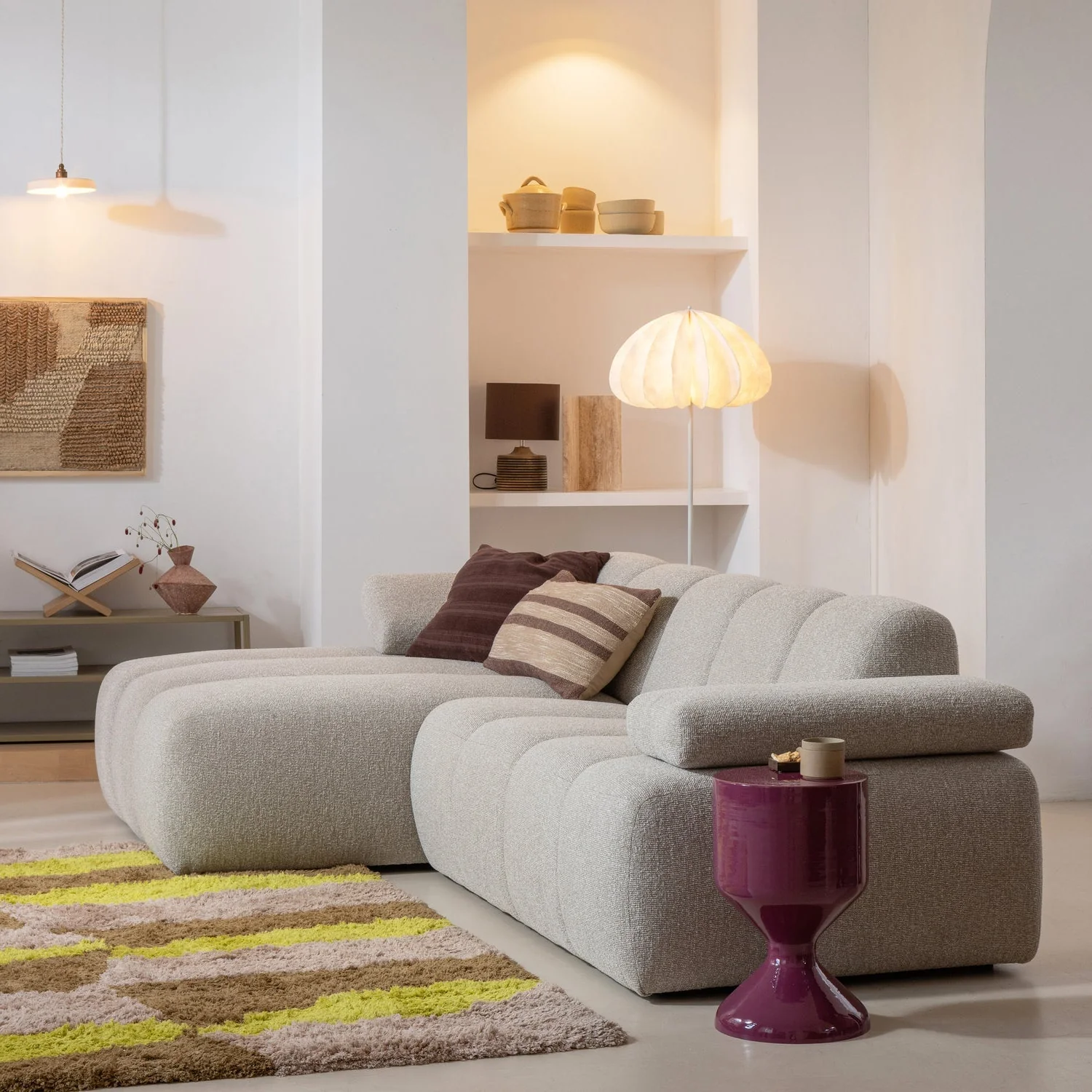 Sofa modułowa MOJO - element 1,5-osobowy prawostronny piaskowy baranek - Image 2