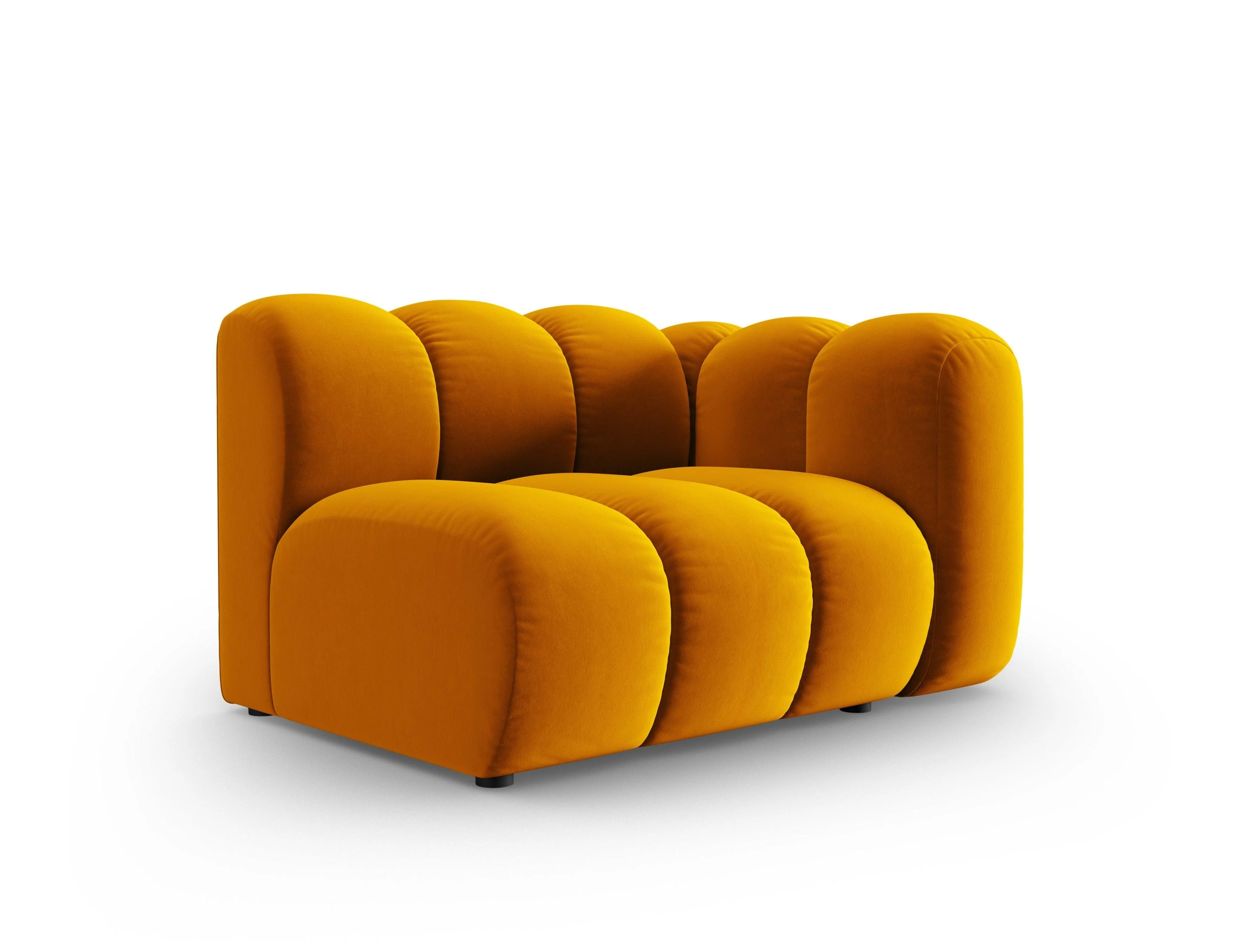 Sofa modułowa aksamitna prawostronna LUPINE musztardowy - element końcowy
