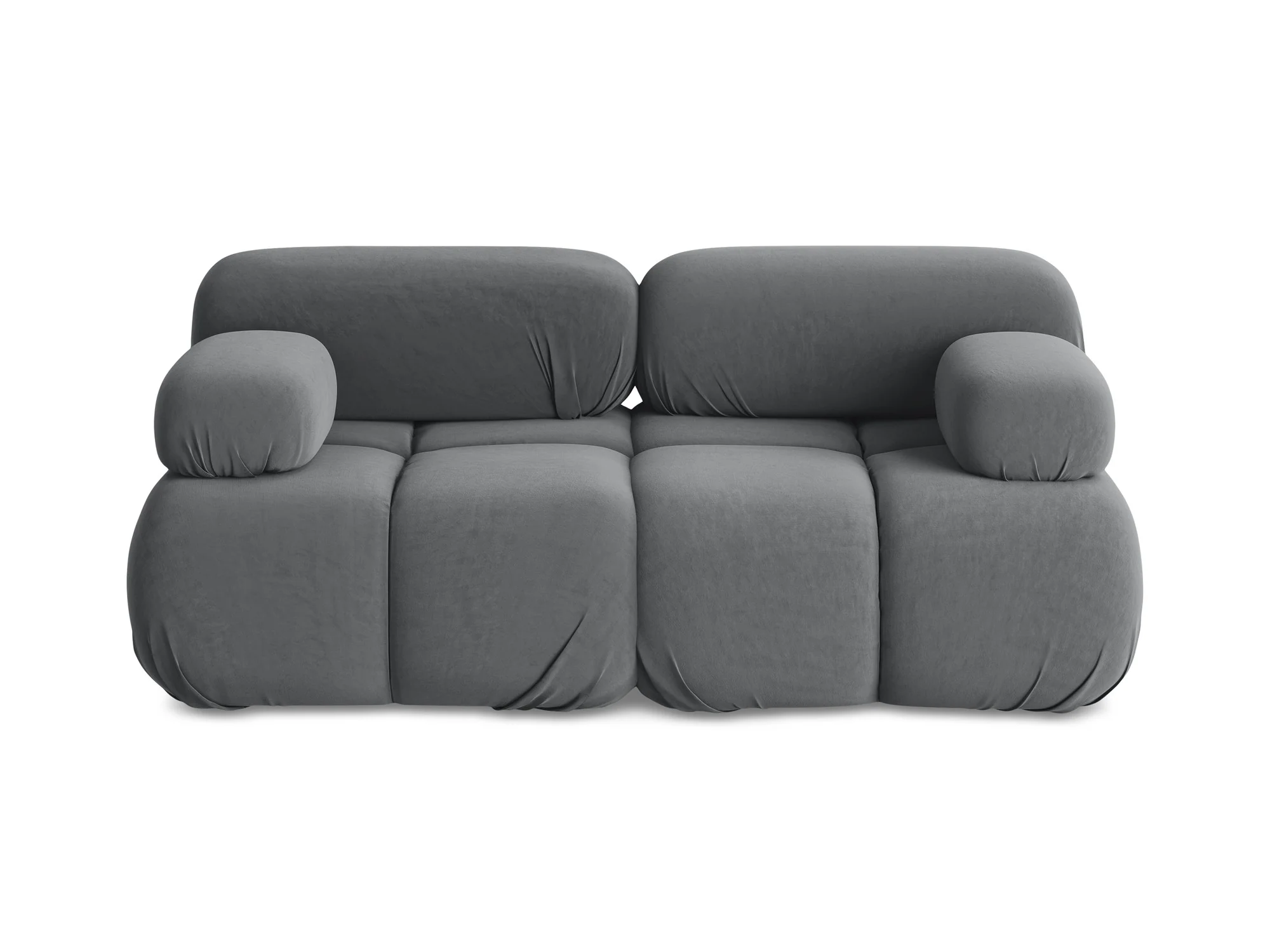 Sofa modułowa aksamitna 2-osobowa LOKUA stalowy szary - Image 3