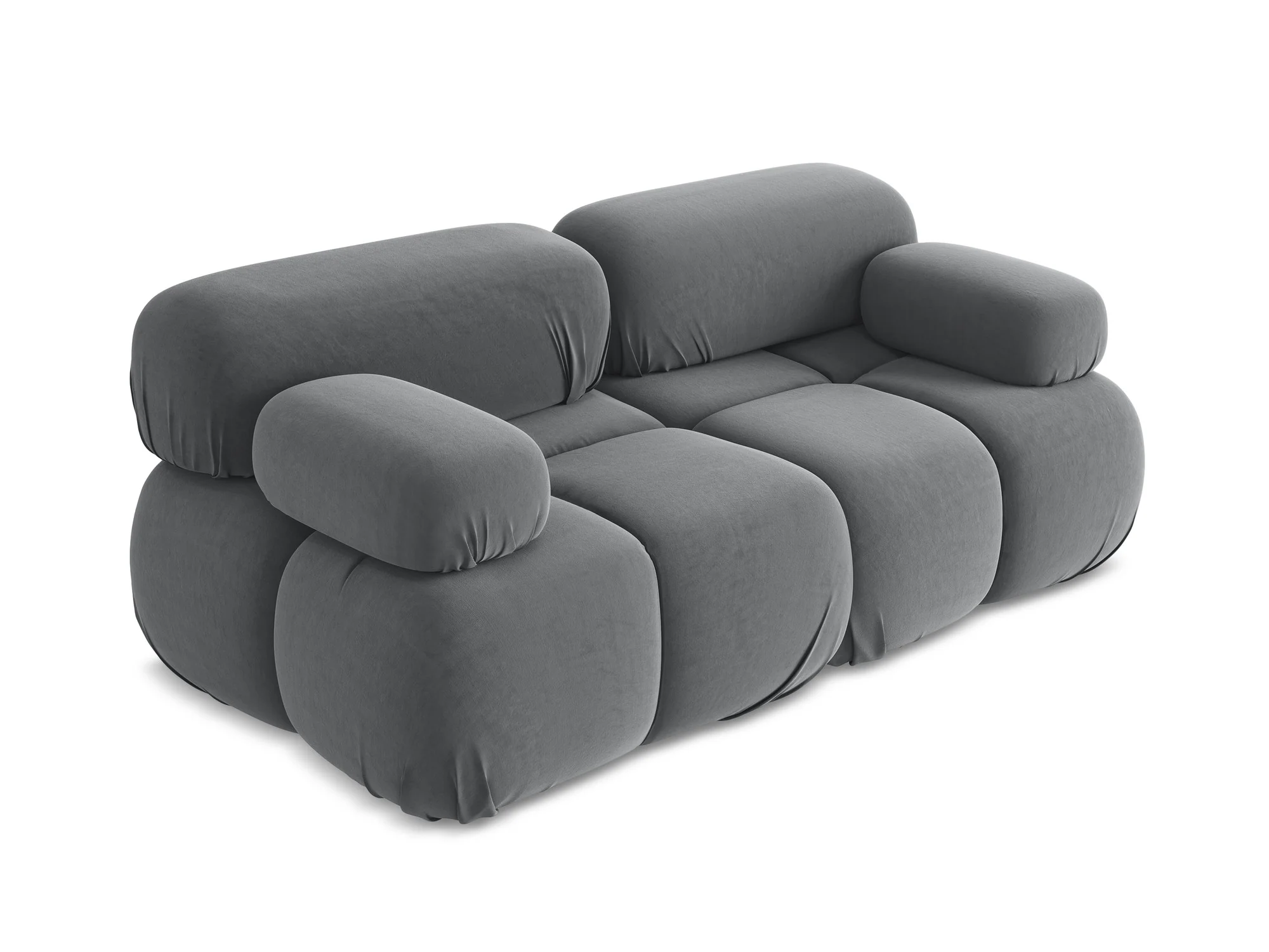 Sofa modułowa aksamitna 2-osobowa LOKUA stalowy szary - Image 4