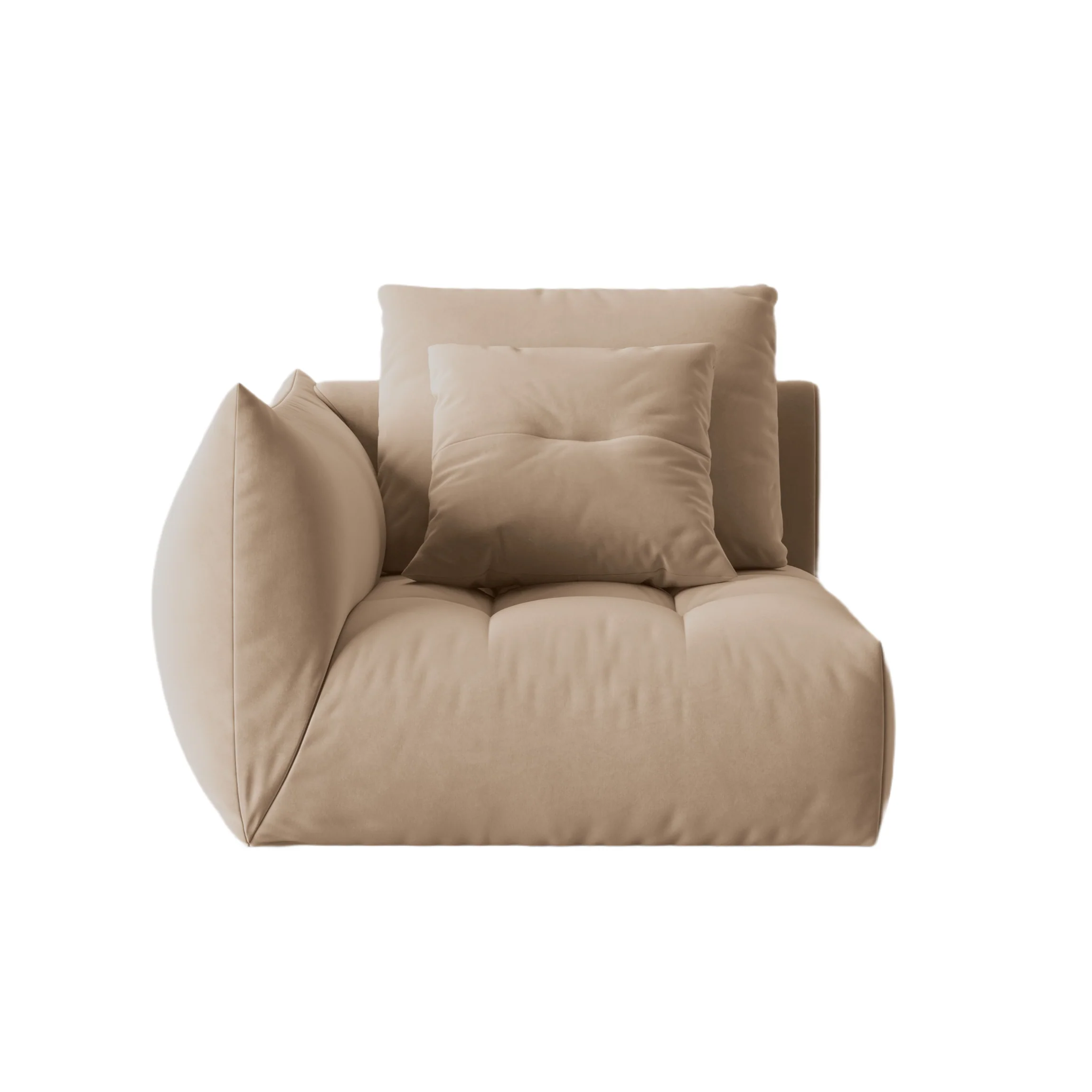 Sofa modułowa aksamitna BLOOM - element lewostronny piaskowy