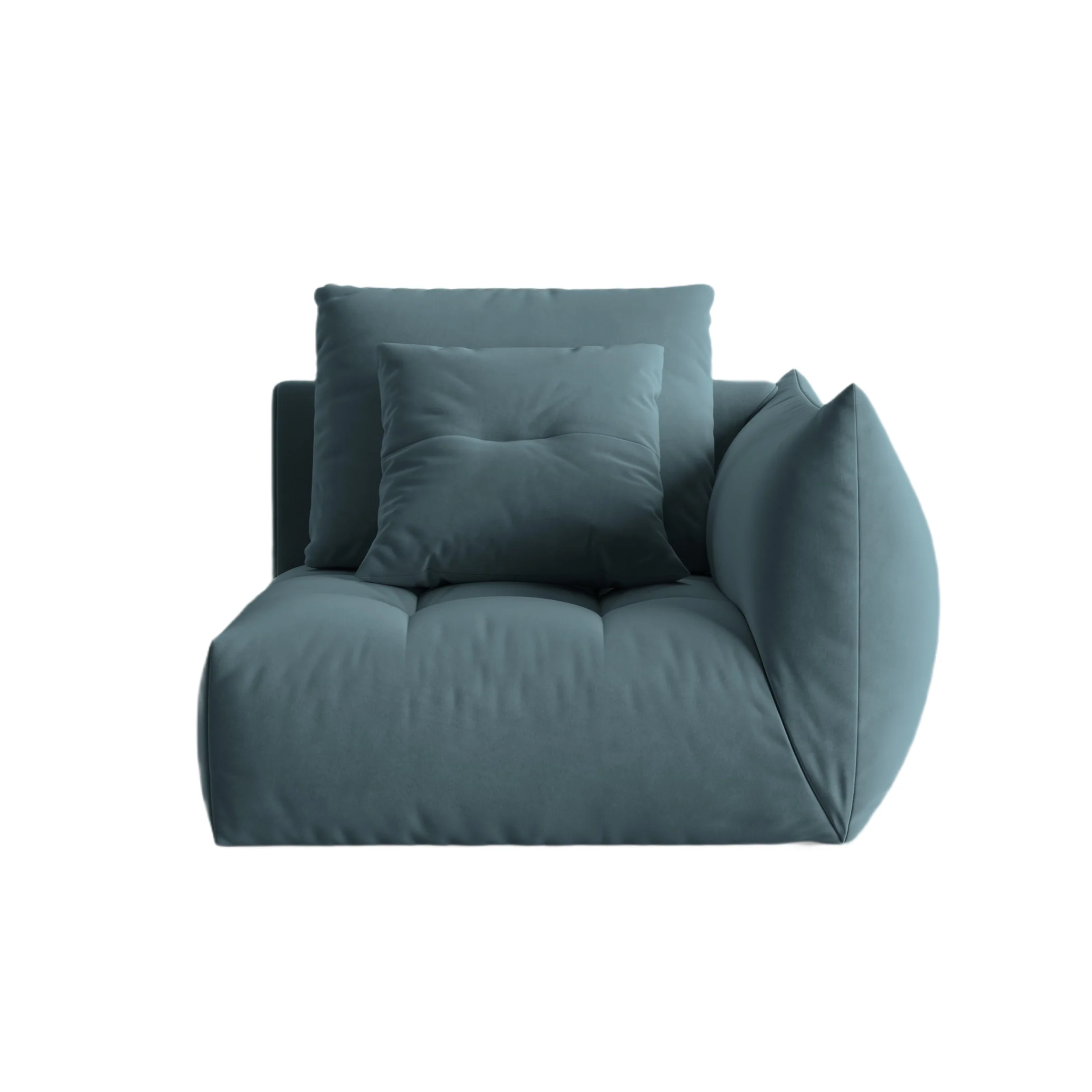 Sofa modułowa aksamitna BLOOM - element prawostronny jasnoniebieski