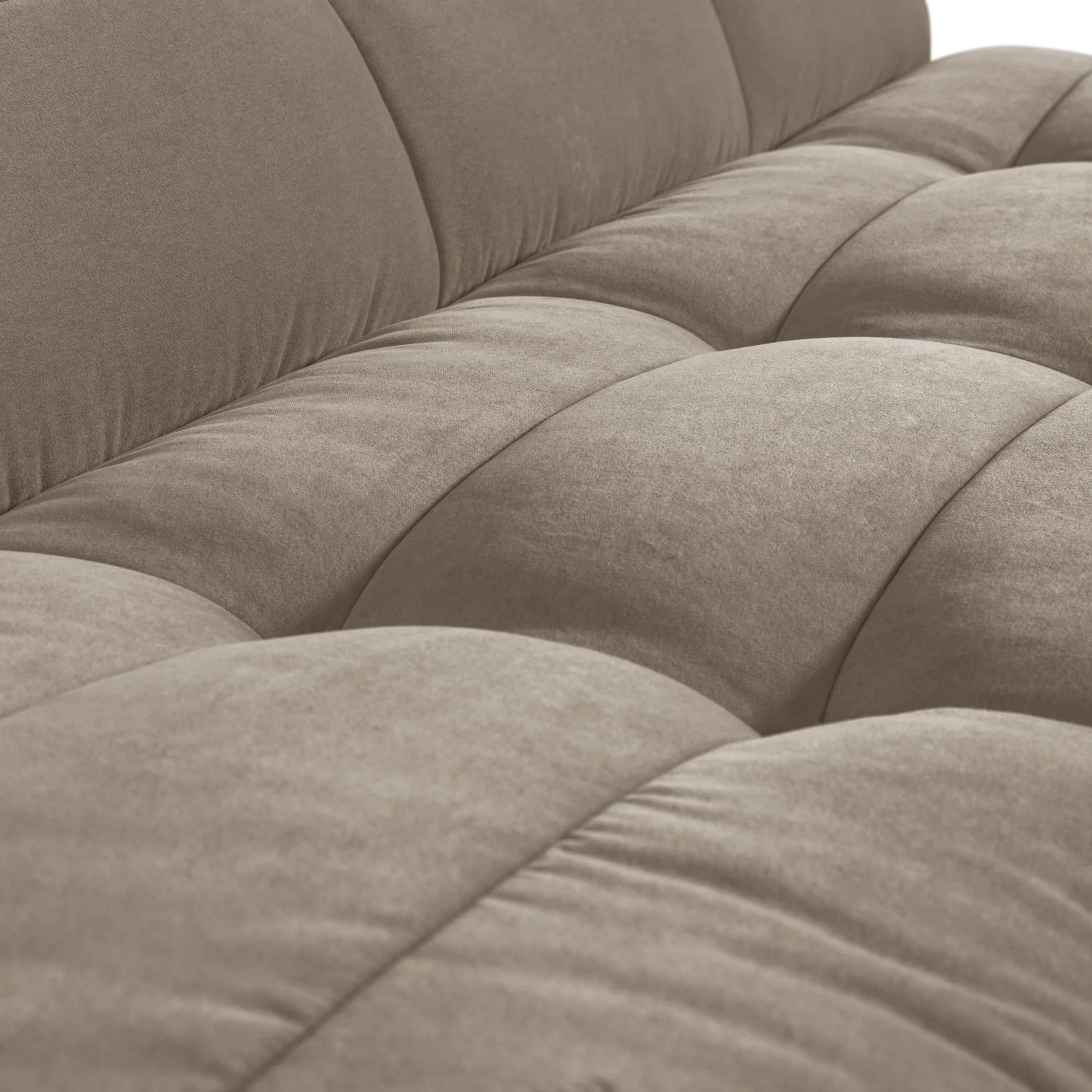 Sofa modułowa aksamitna CLUSTER BENCH - element 3-osobowy beżowy - Image 5