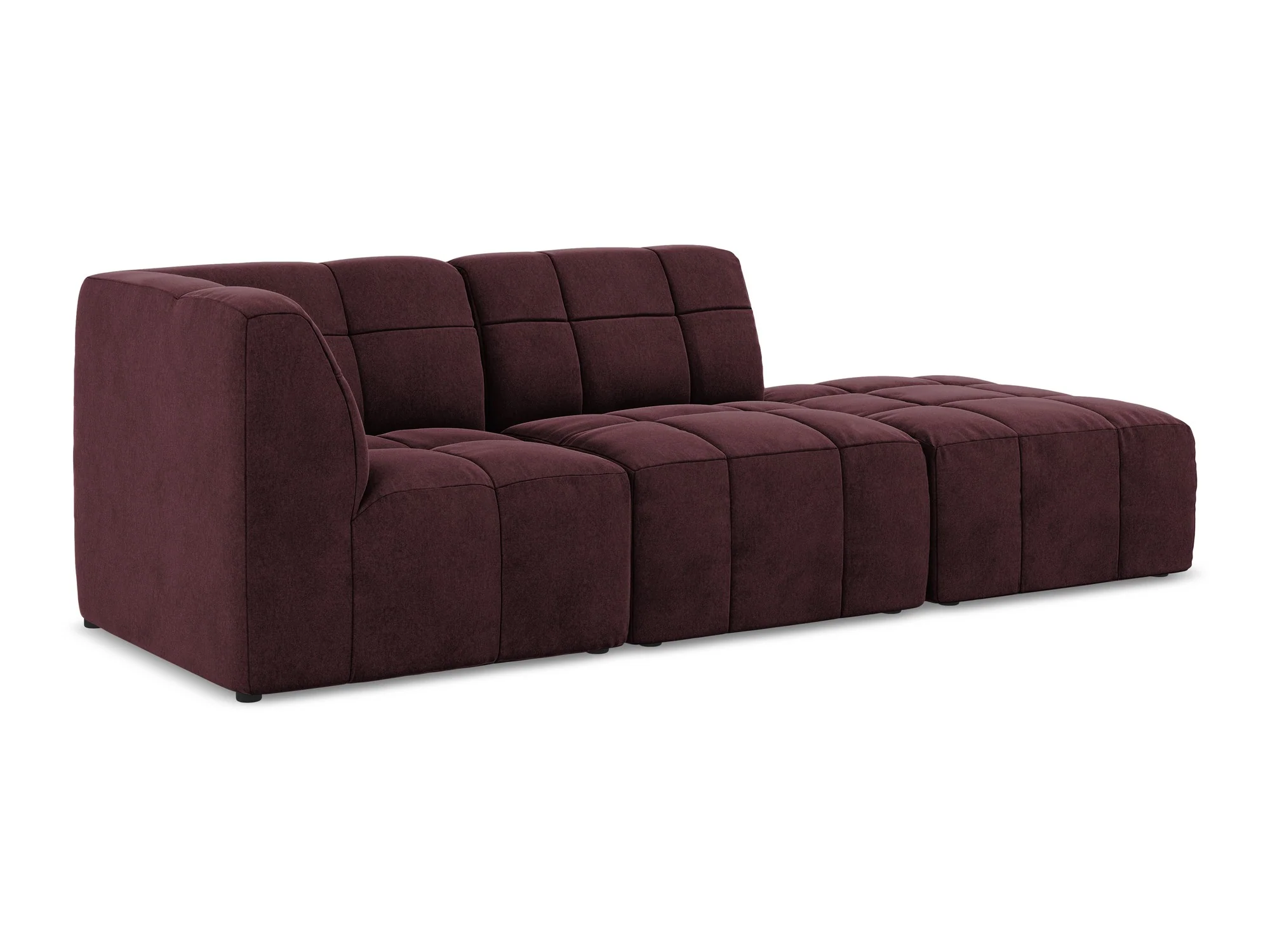 Sofa modułowa aksamitna lewostronna otwarta 3-osobowa ALOHA burgundowy