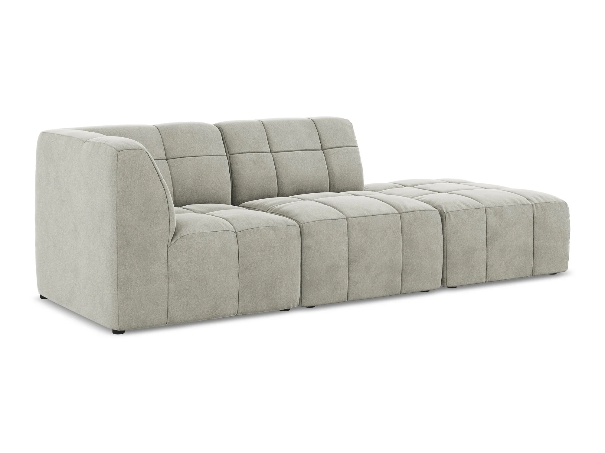 Sofa modułowa aksamitna lewostronna otwarta 3-osobowa ALOHA jasnoszary