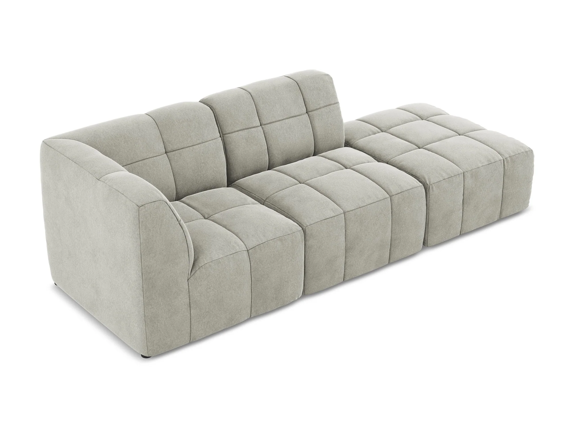 Sofa modułowa aksamitna lewostronna otwarta 3-osobowa ALOHA jasnoszary - Image 4
