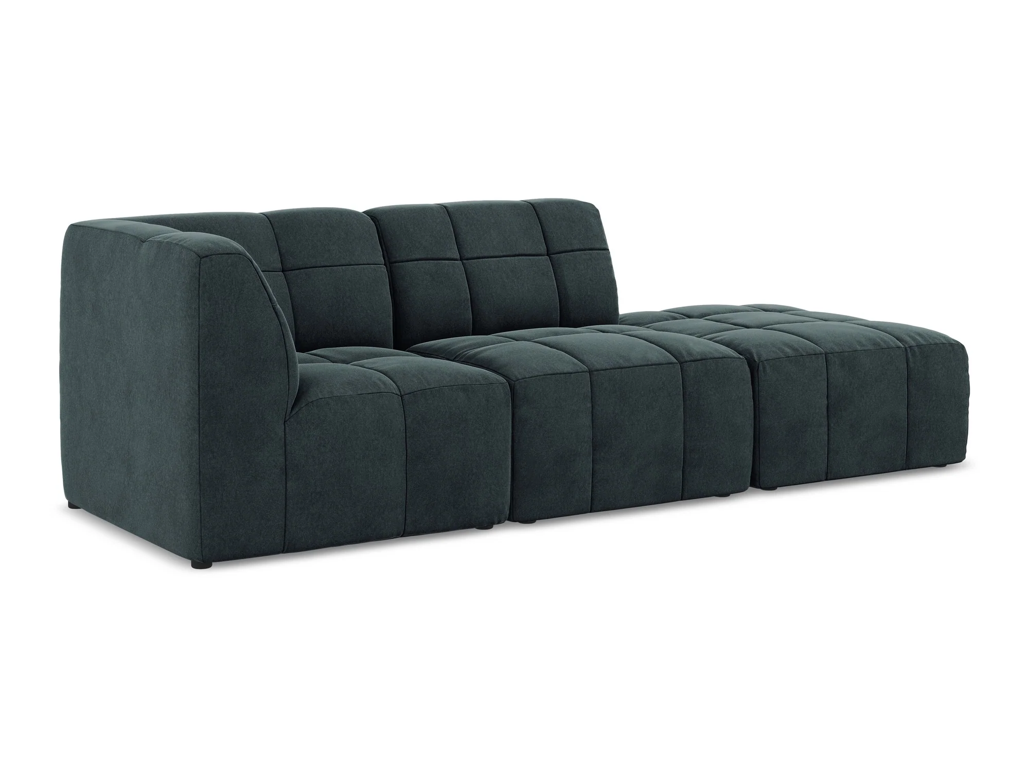 Sofa modułowa aksamitna lewostronna otwarta 3-osobowa ALOHA morski
